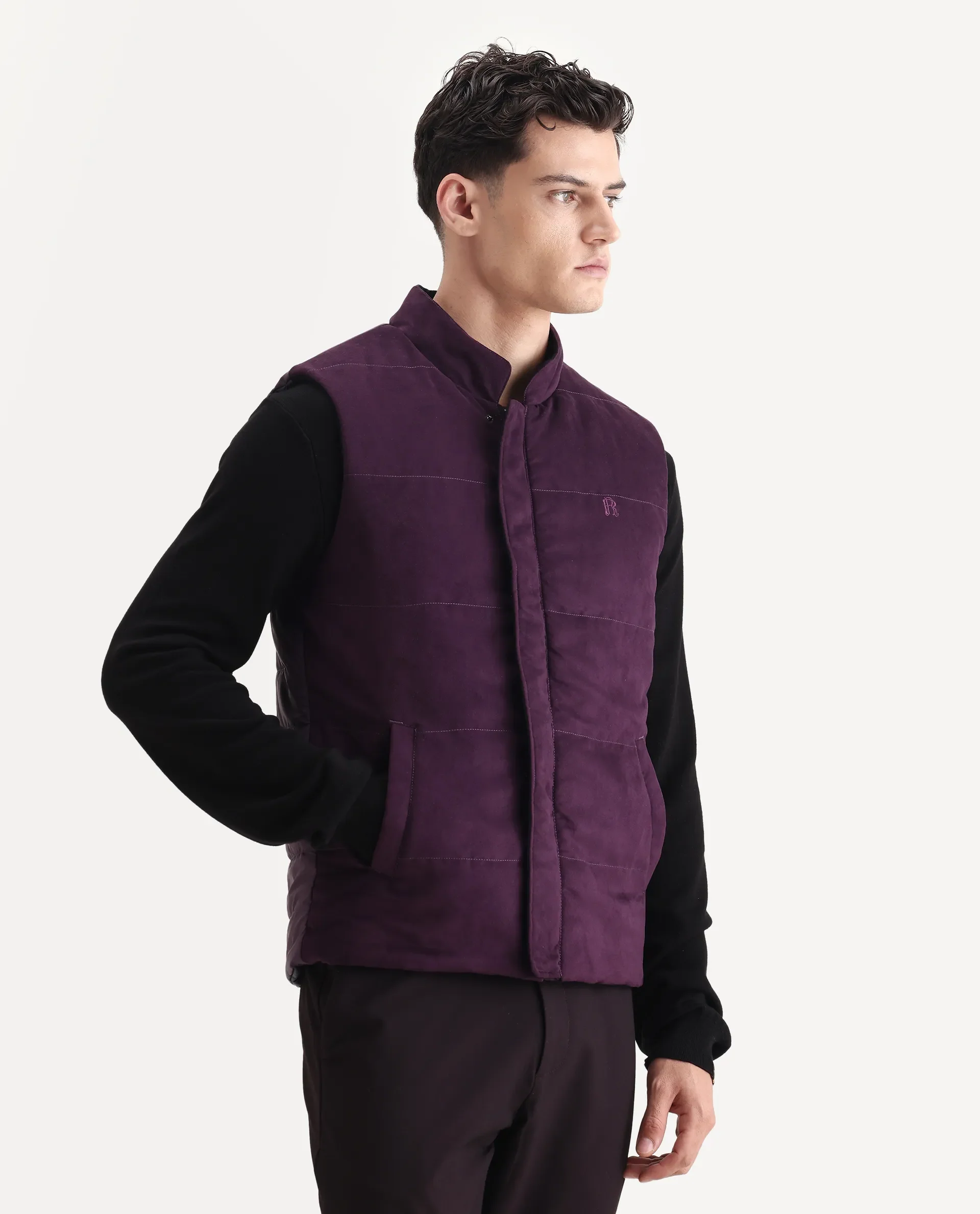 Rare Rabbit Men's Raldo-25 Purple Polyester Blend Fabric High Neck Regular Fit Plain Jacket - Image 7