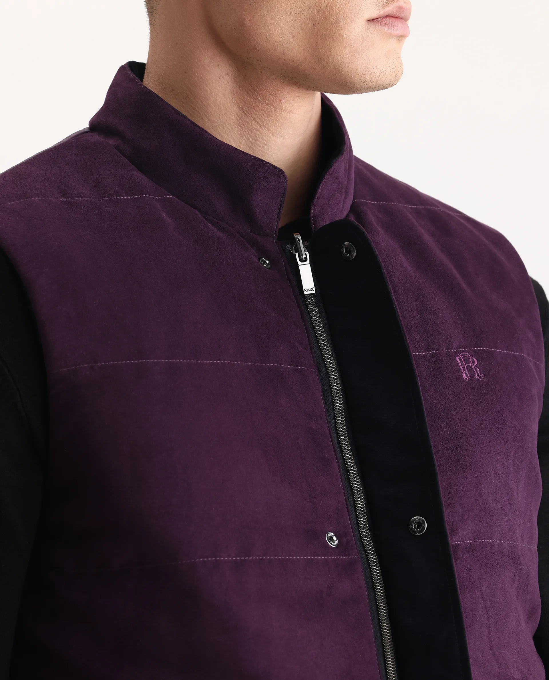 Rare Rabbit Men's Raldo-25 Purple Polyester Blend Fabric High Neck Regular Fit Plain Jacket - Image 8