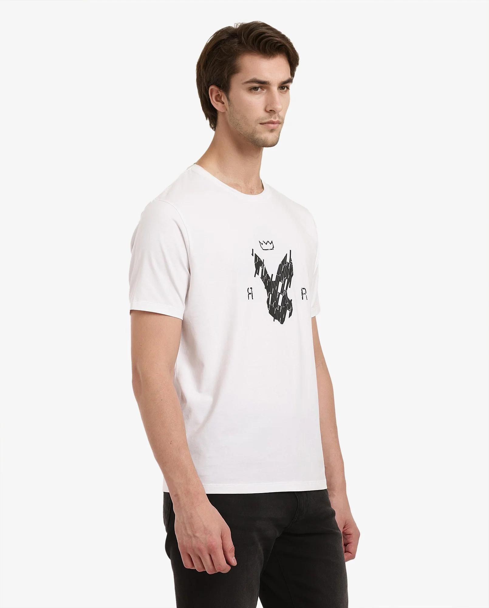 Rare Rabbit Men's Ranato White Cotton Graphic Print Regular Fit Half Sleeve Crew Neck T-Shirt - Image 4