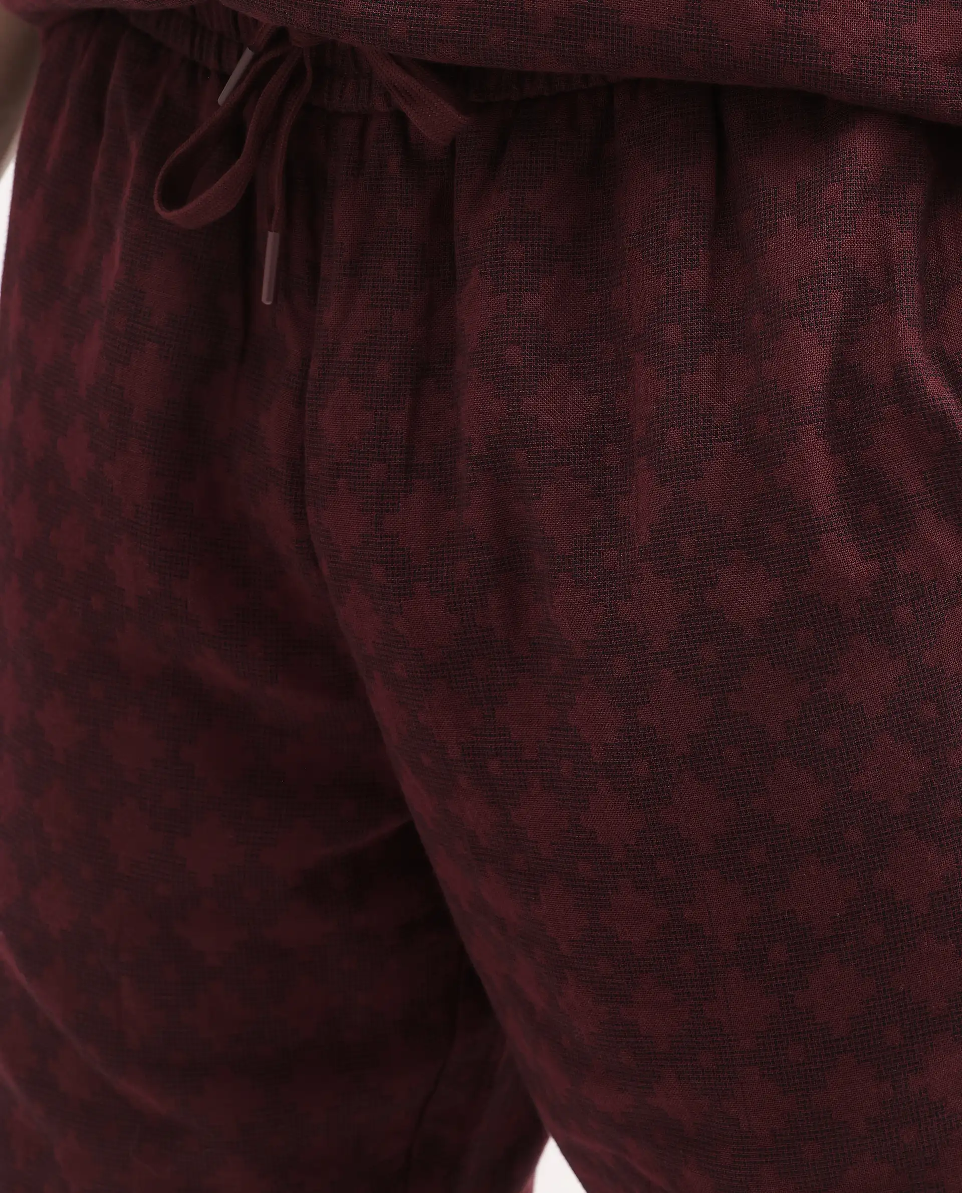 Rare Rabbit Men's Rance-T Dark Red Cotton Fabric Regular Fit Plain Geometric Print Shorts - Image 3
