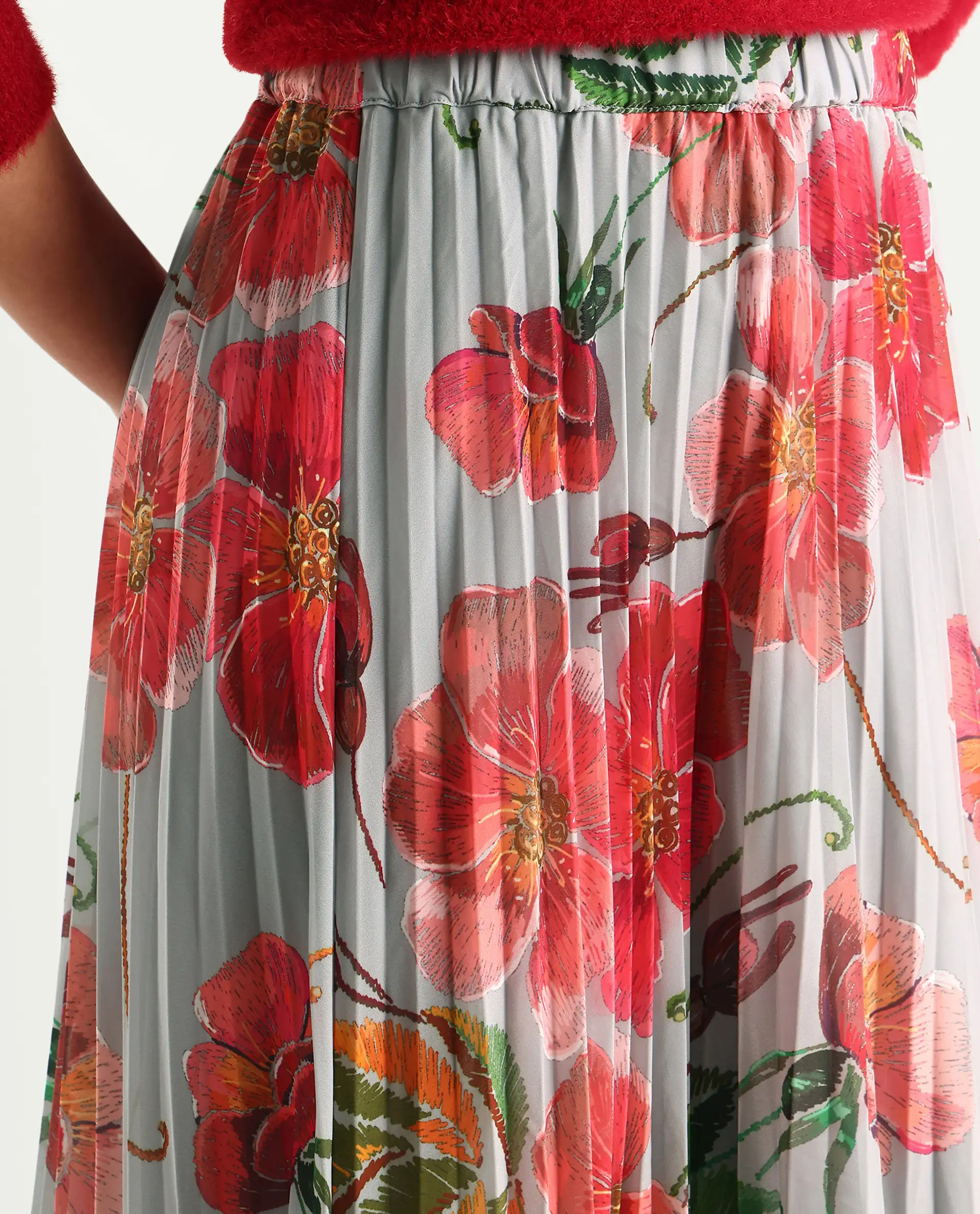 Rareism Women's Rango Multi Polyester Floral Print Maxi Flared Skirt - Image 4