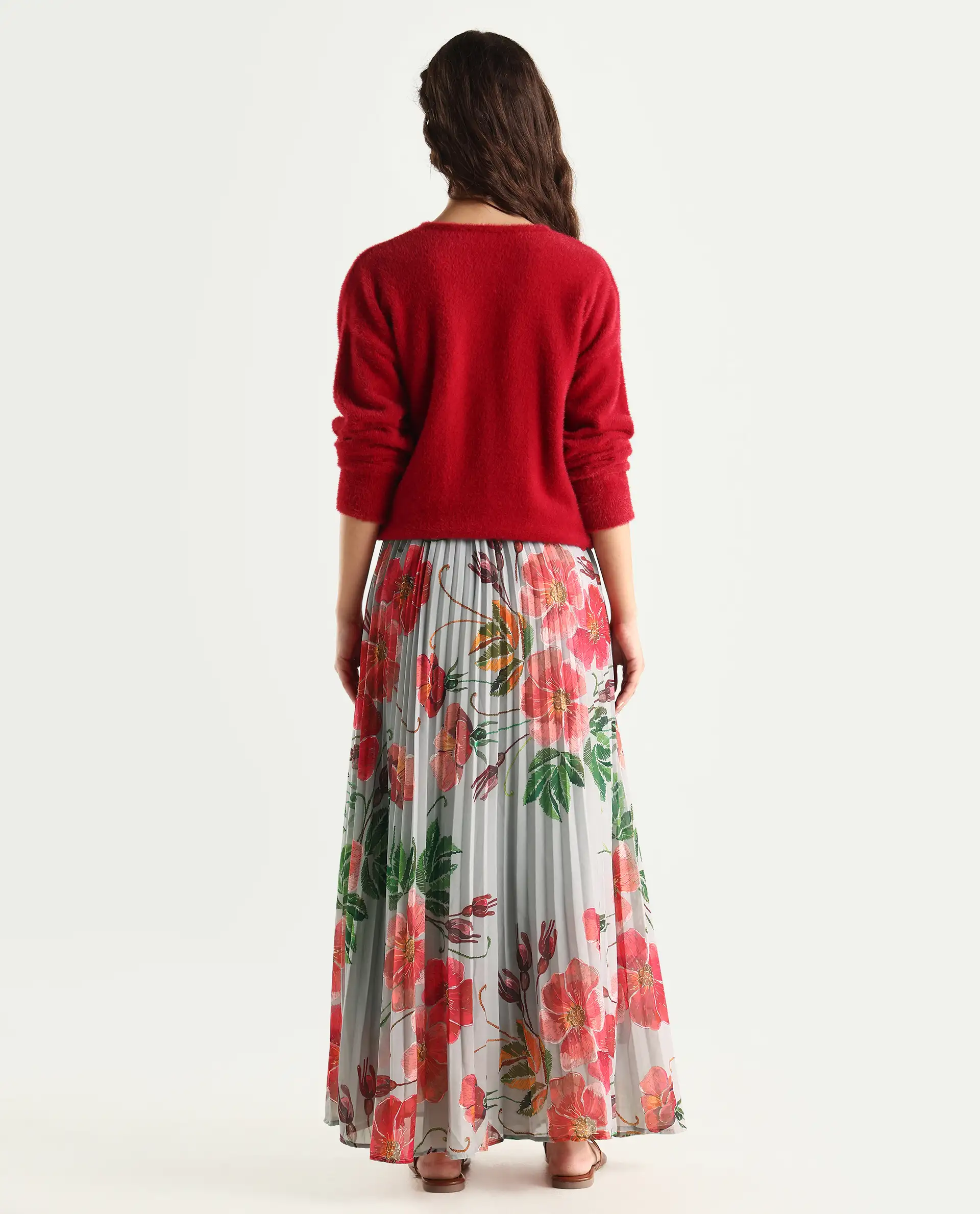 Rareism Women's Rango Multi Polyester Floral Print Maxi Flared Skirt - Image 7