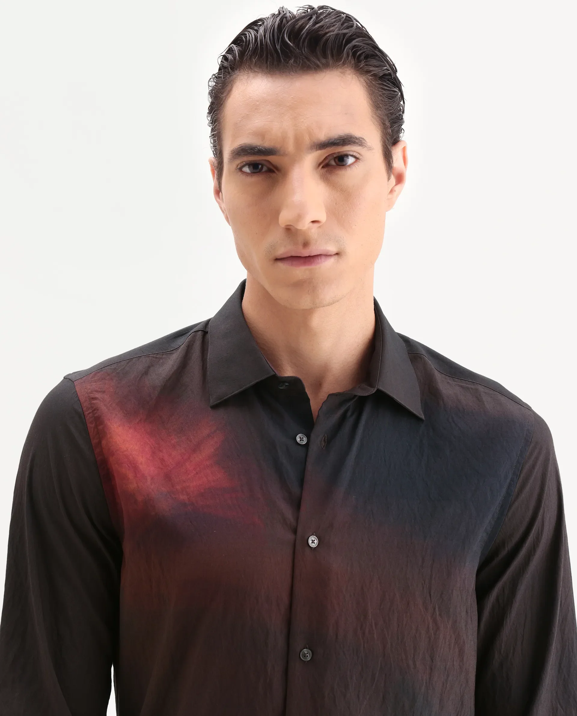 Rare Rabbit Men's Rano Dusky Brown Viscose Blend Fabric Collared Neck Regular Fit Abstract Print Shirt - Image 7