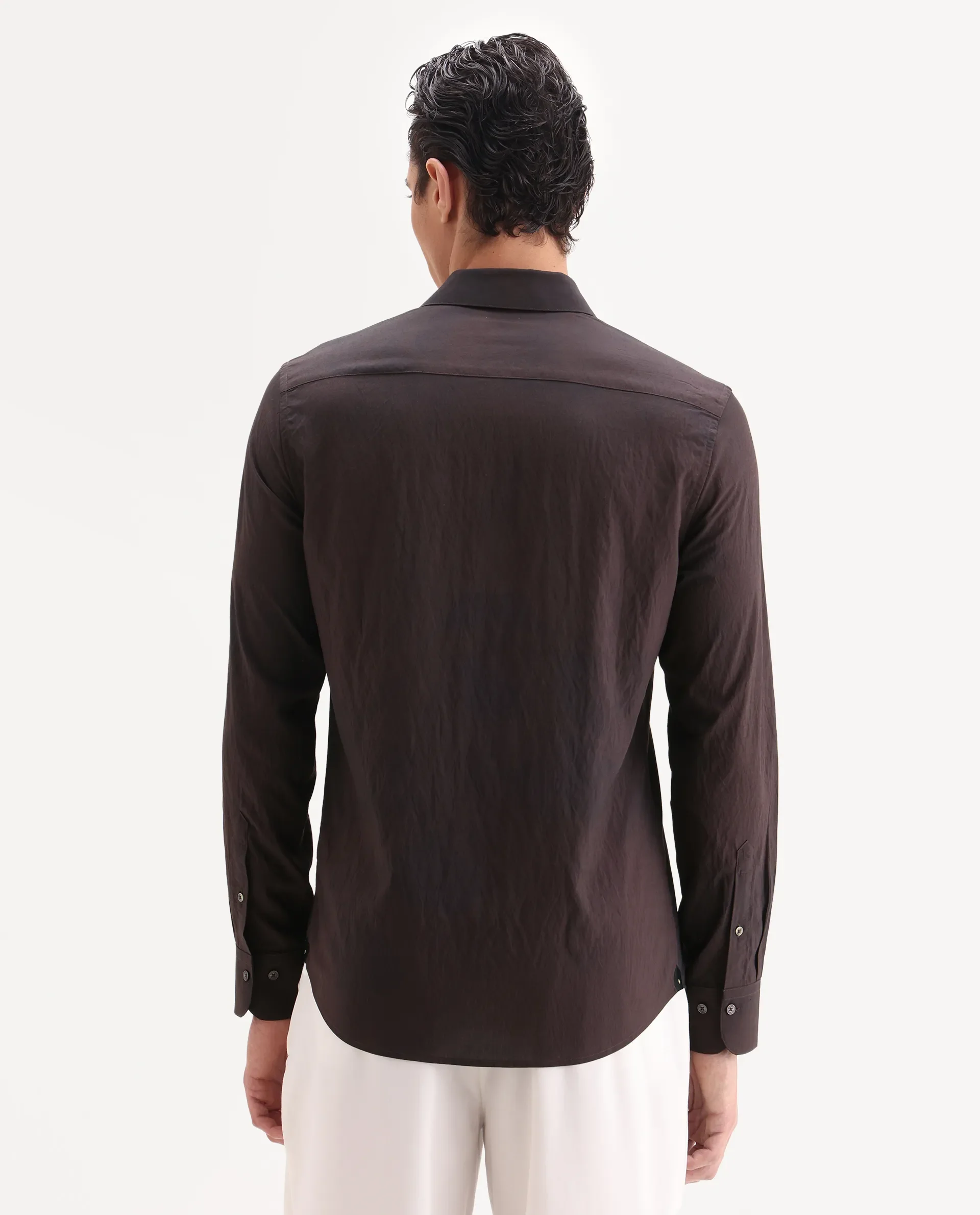 Rare Rabbit Men's Rano Dusky Brown Viscose Blend Fabric Collared Neck Regular Fit Abstract Print Shirt - Image 8