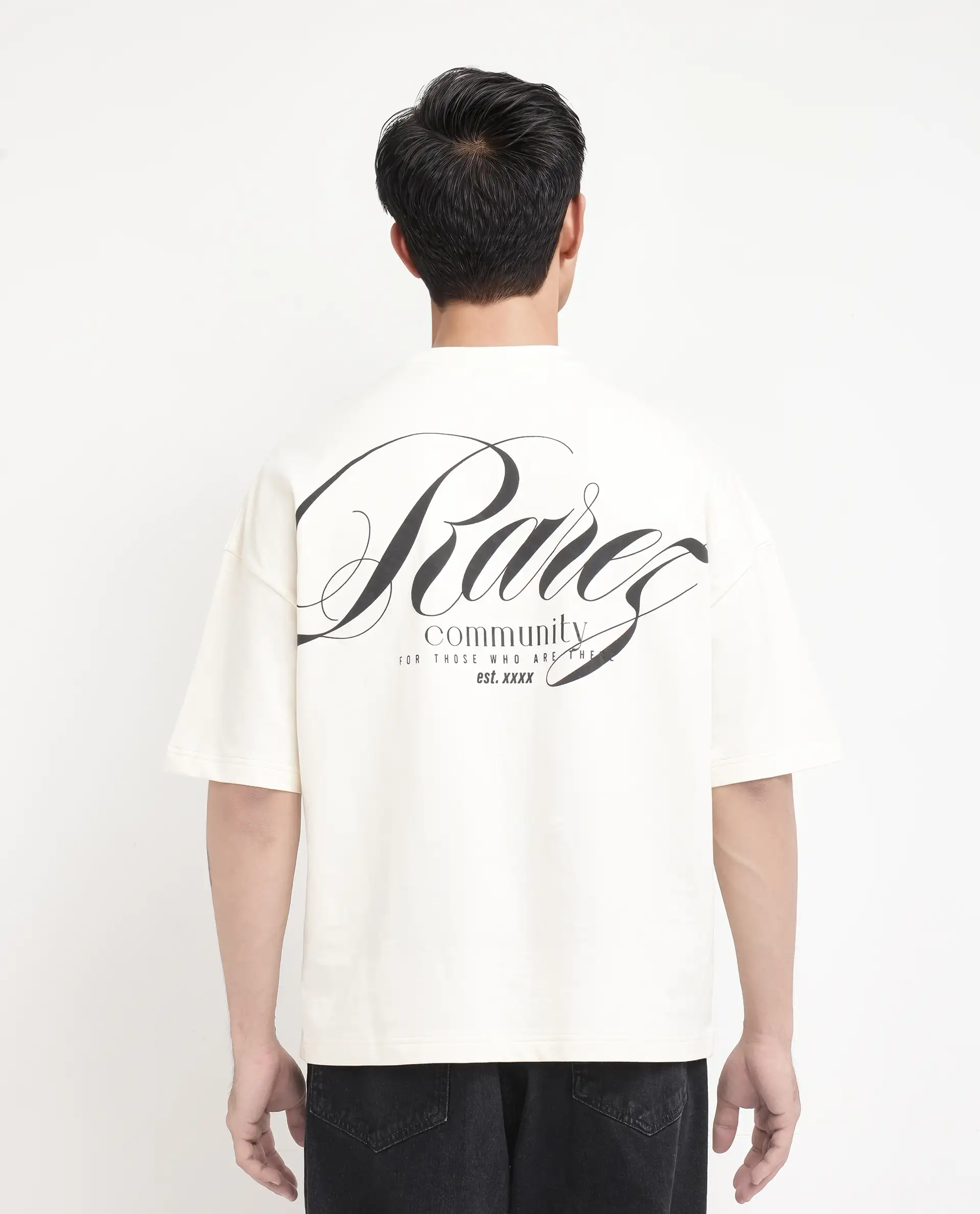 Rare Rabbit Men's Rano Off White Cotton Graphic Print Oversized Fit Half Sleeve Crew Neck T-Shirt - Image 2
