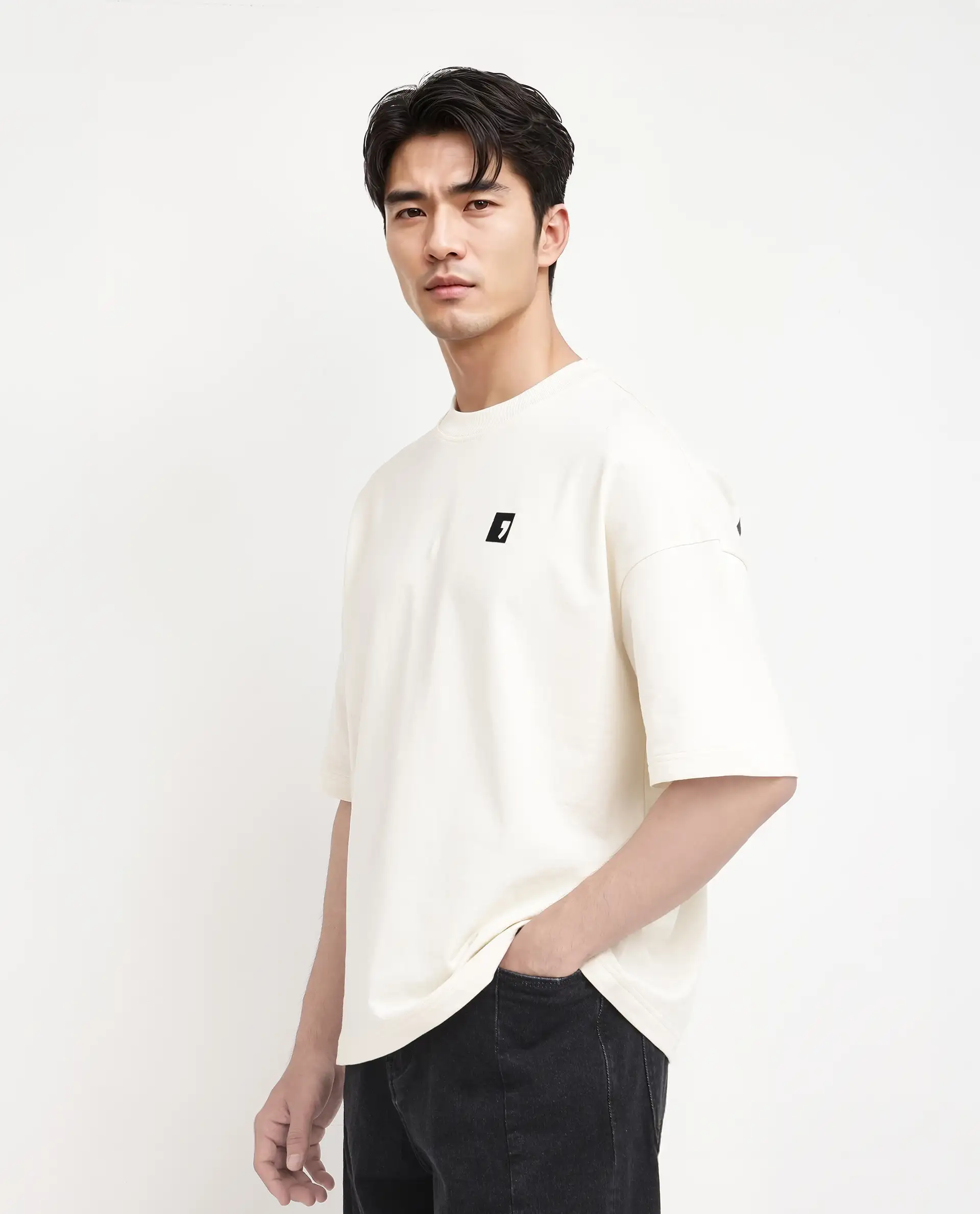 Rare Rabbit Men's Rano Off White Cotton Graphic Print Oversized Fit Half Sleeve Crew Neck T-Shirt - Image 5