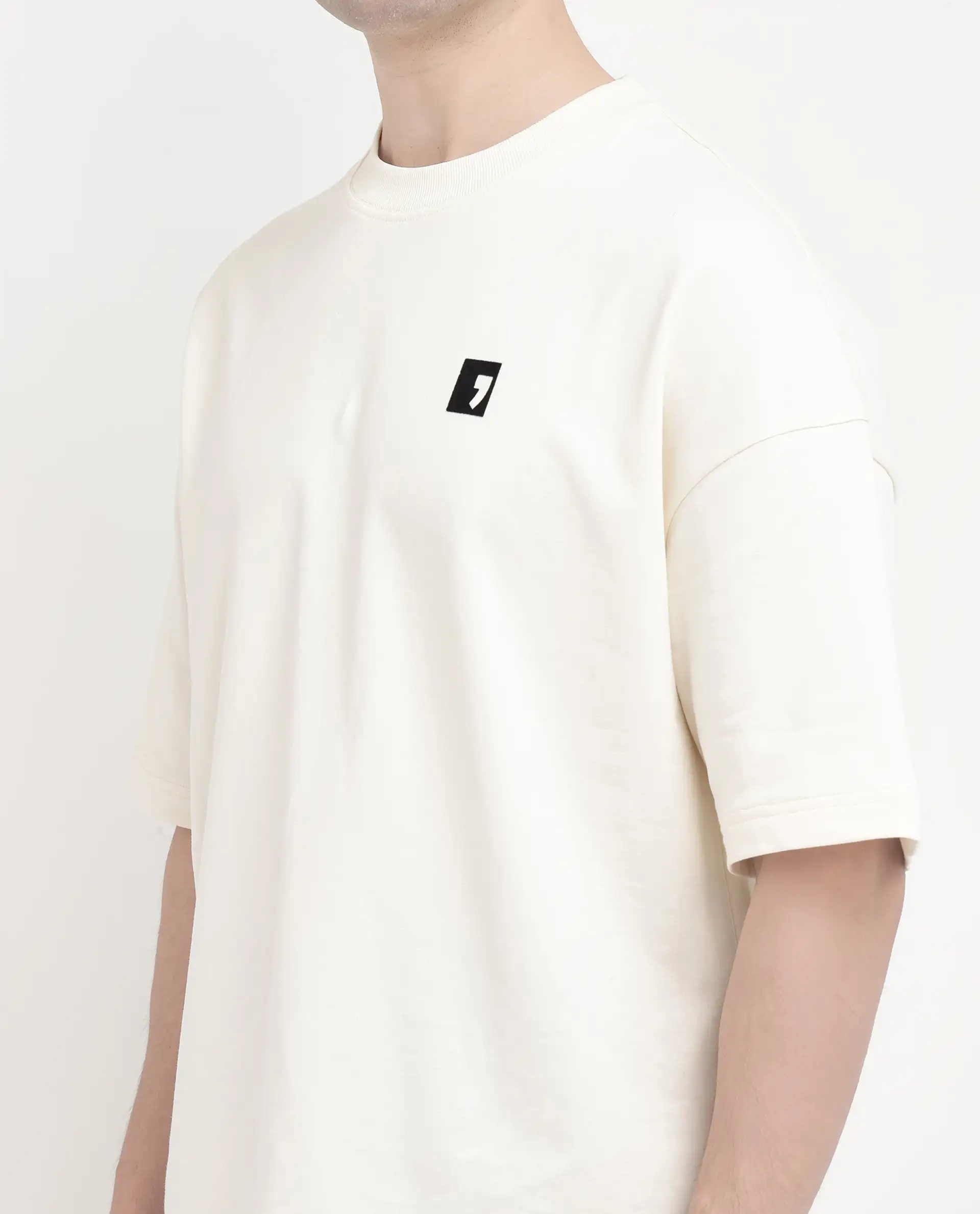 Rare Rabbit Men's Rano Off White Cotton Graphic Print Oversized Fit Half Sleeve Crew Neck T-Shirt - Image 8
