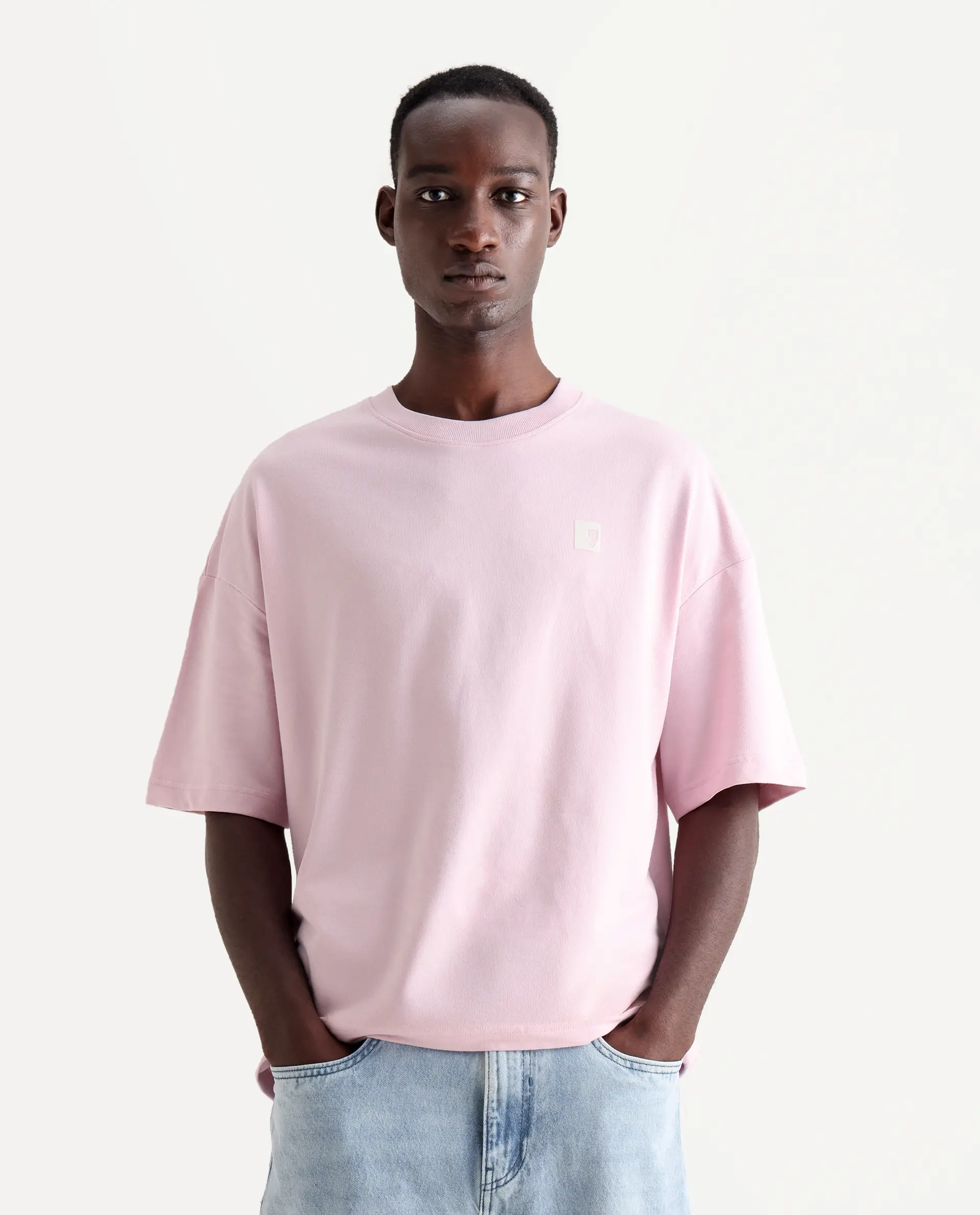 Rare Rabbit Men's Rano Pink Cotton Graphic Print Oversized Fit Half Sleeve Crew Neck T-Shirt - Image 4