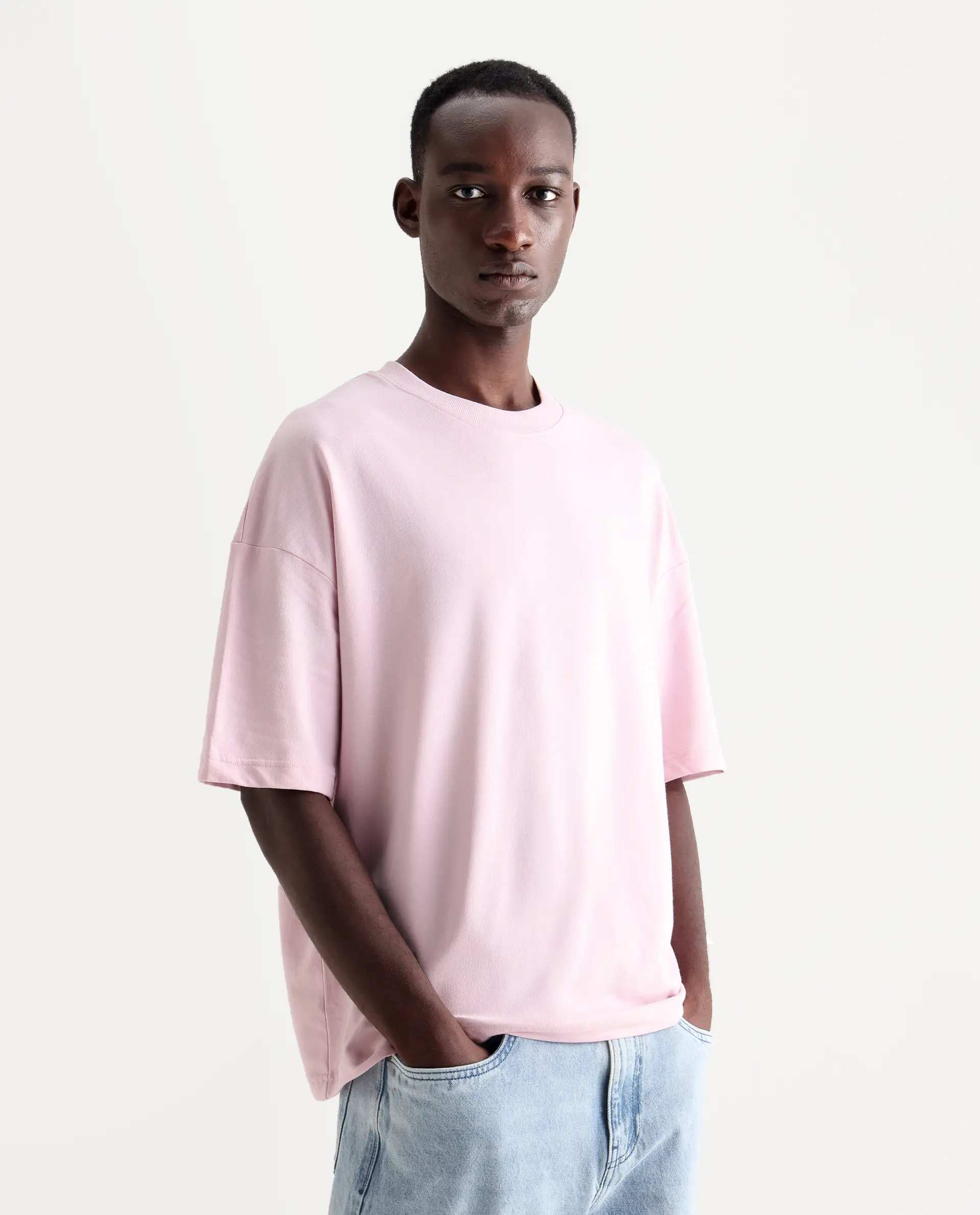 Rare Rabbit Men's Rano Pink Cotton Graphic Print Oversized Fit Half Sleeve Crew Neck T-Shirt - Image 5