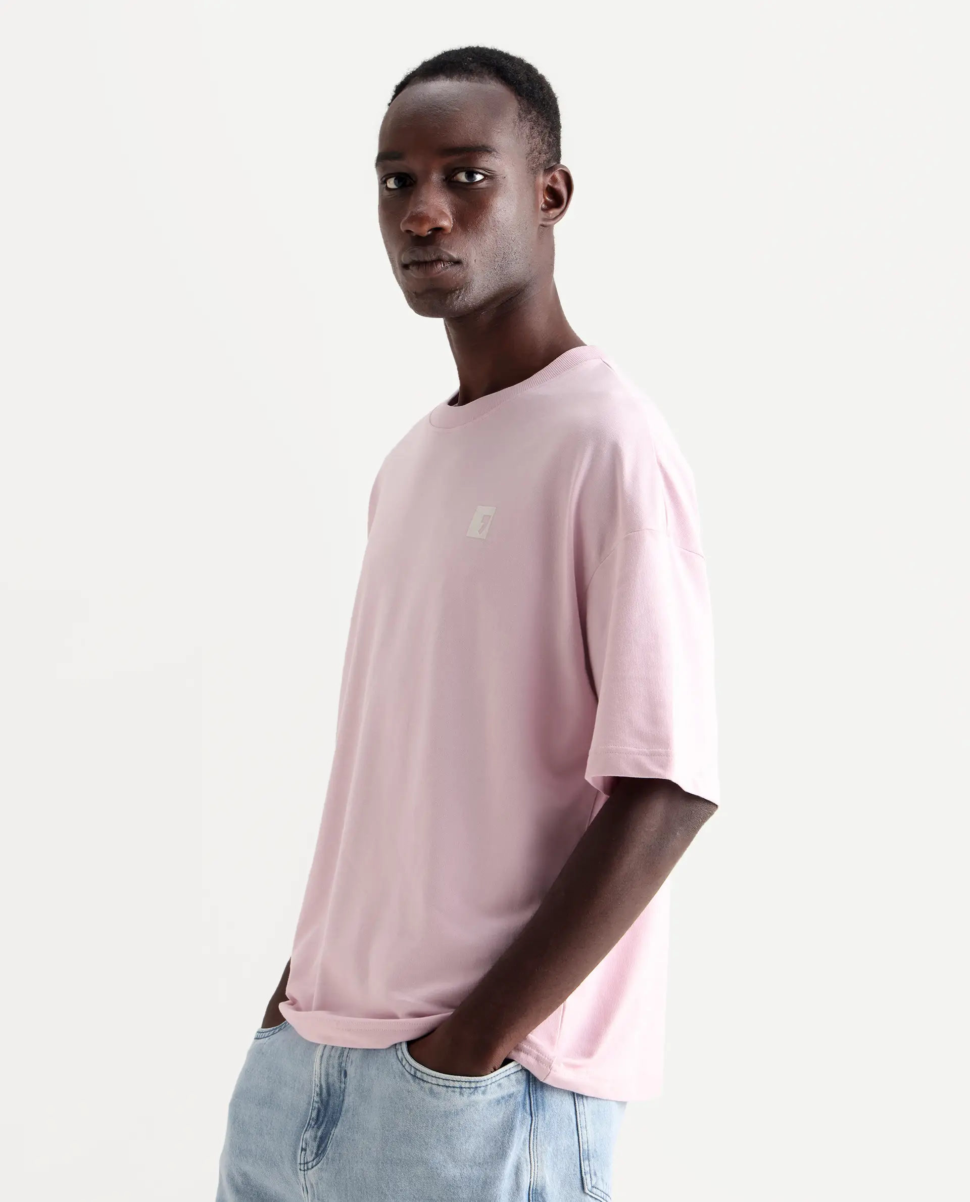 Rare Rabbit Men's Rano Pink Cotton Graphic Print Oversized Fit Half Sleeve Crew Neck T-Shirt - Image 6