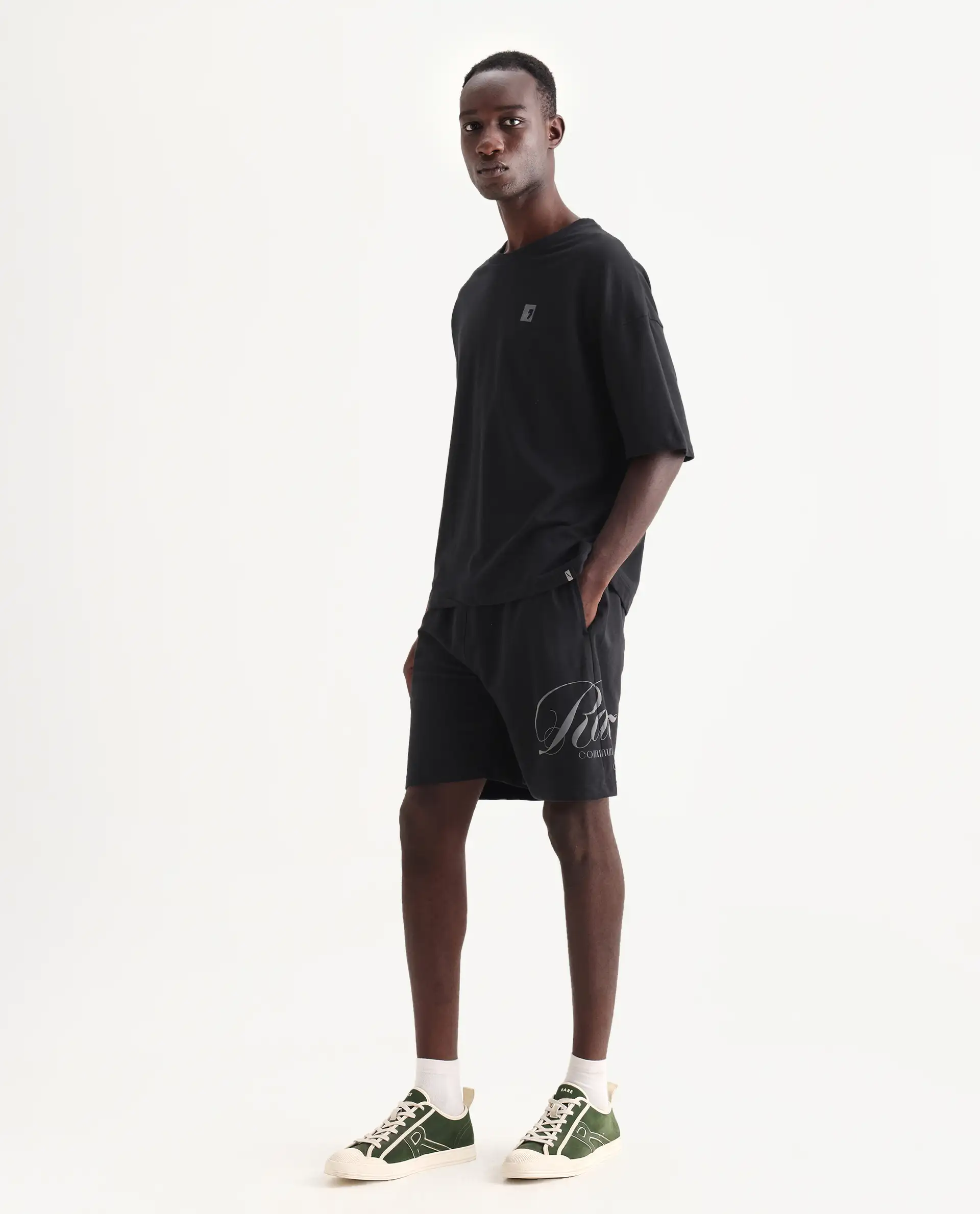 Rare Rabbit Men's Ranot Black Cotton Graphic Print Oversized Fit Shorts - Image 5