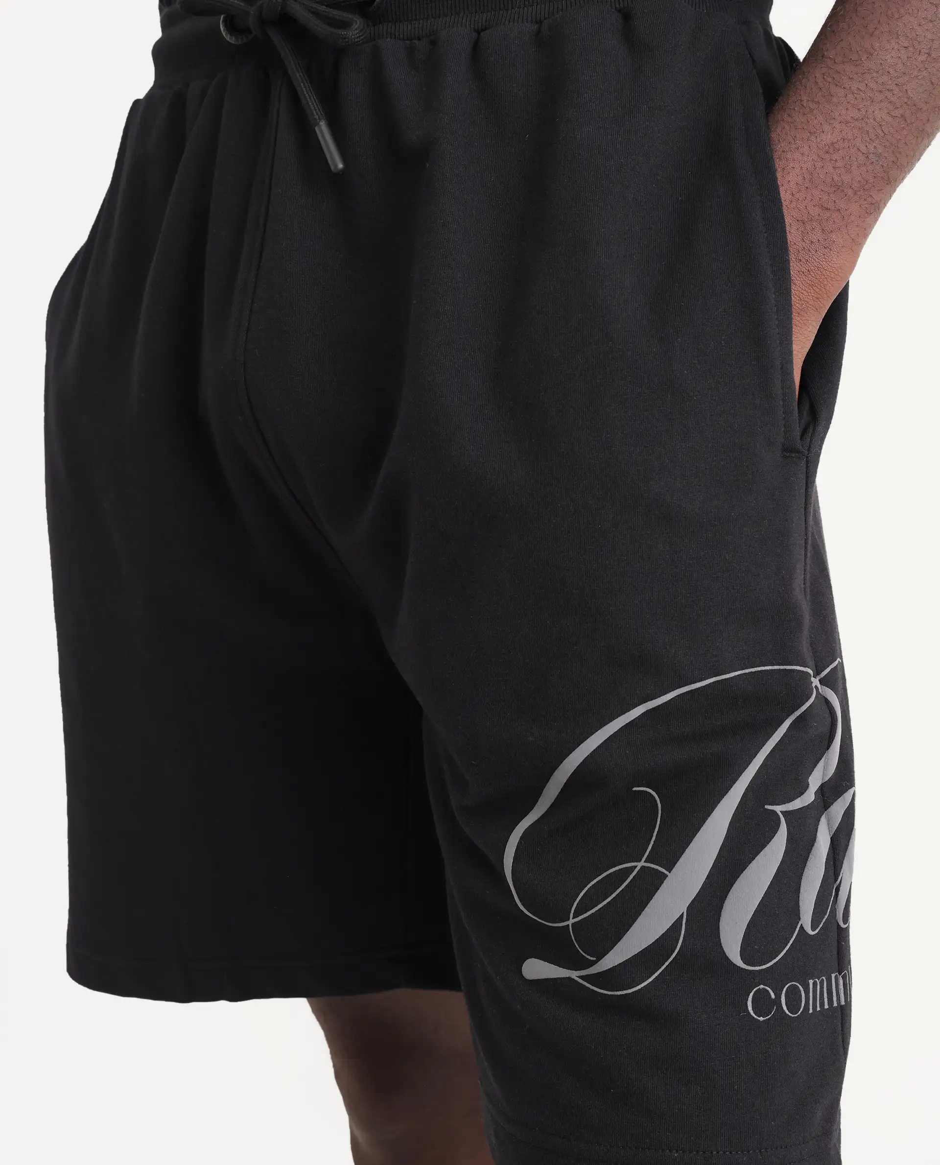 Rare Rabbit Men's Ranot Black Cotton Graphic Print Oversized Fit Shorts - Image 6