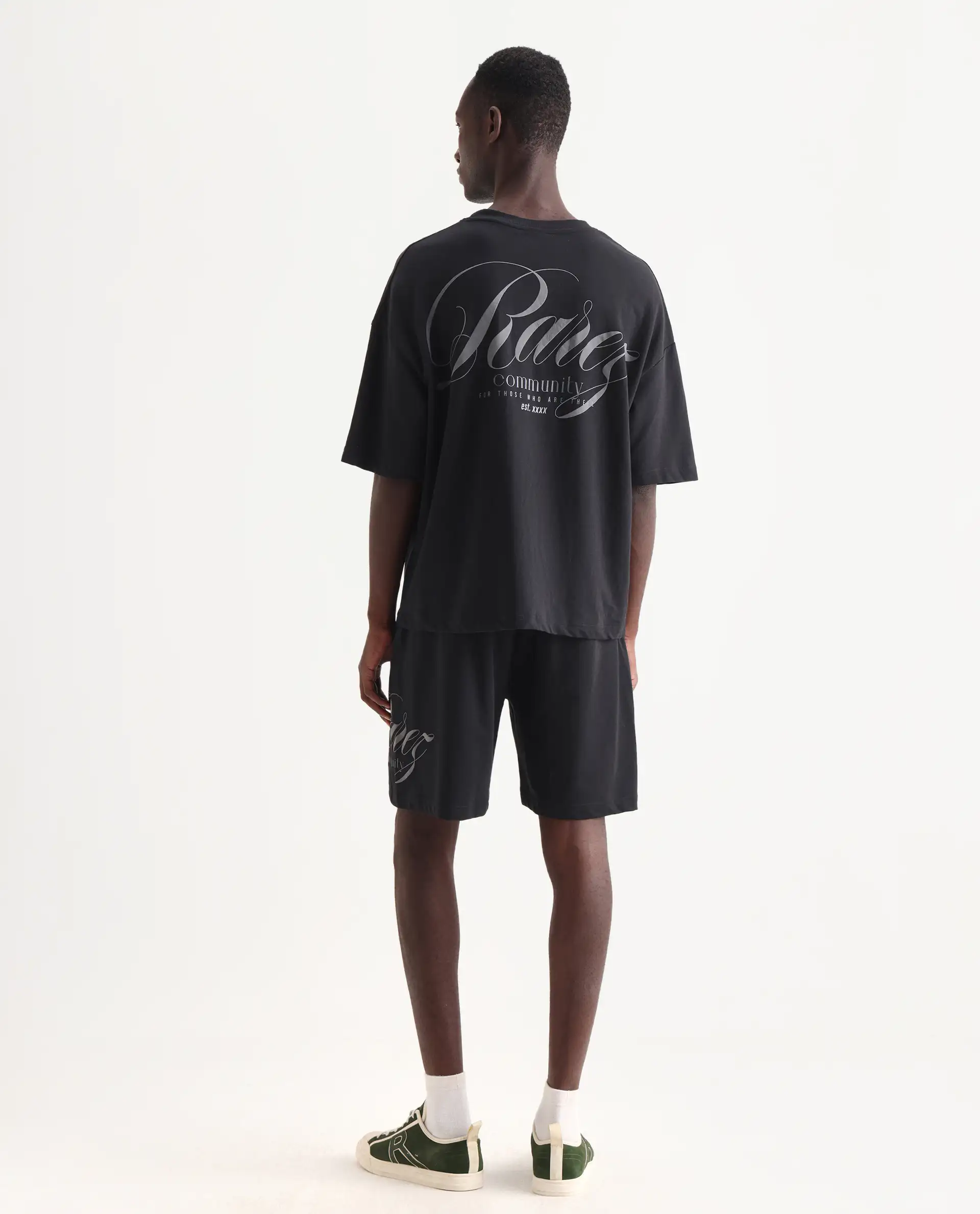 Rare Rabbit Men's Ranot Black Cotton Graphic Print Oversized Fit Shorts - Image 7