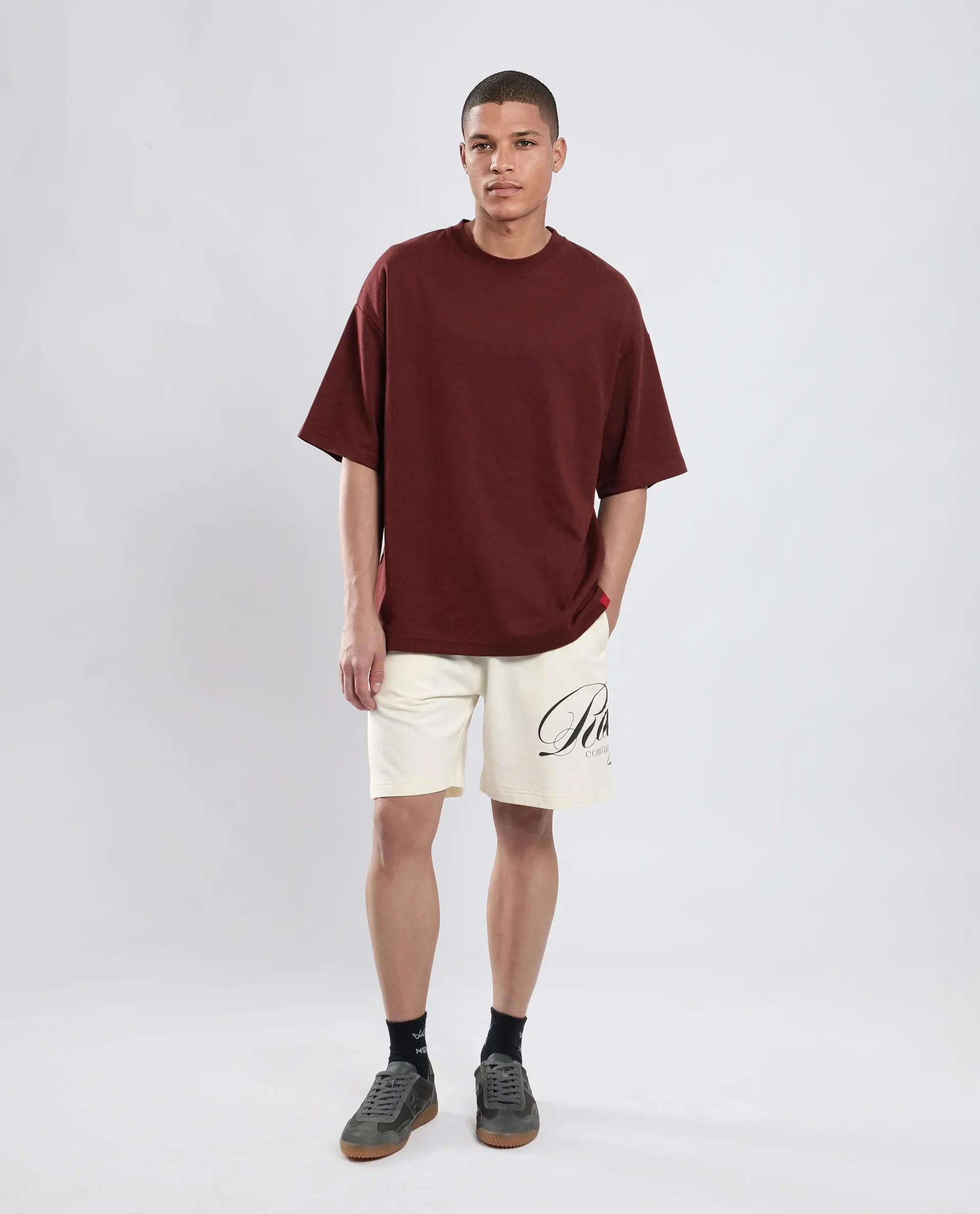 Rare Rabbit Men's Ranot Off White Cotton Graphic Print Oversized Fit Shorts - Image 5