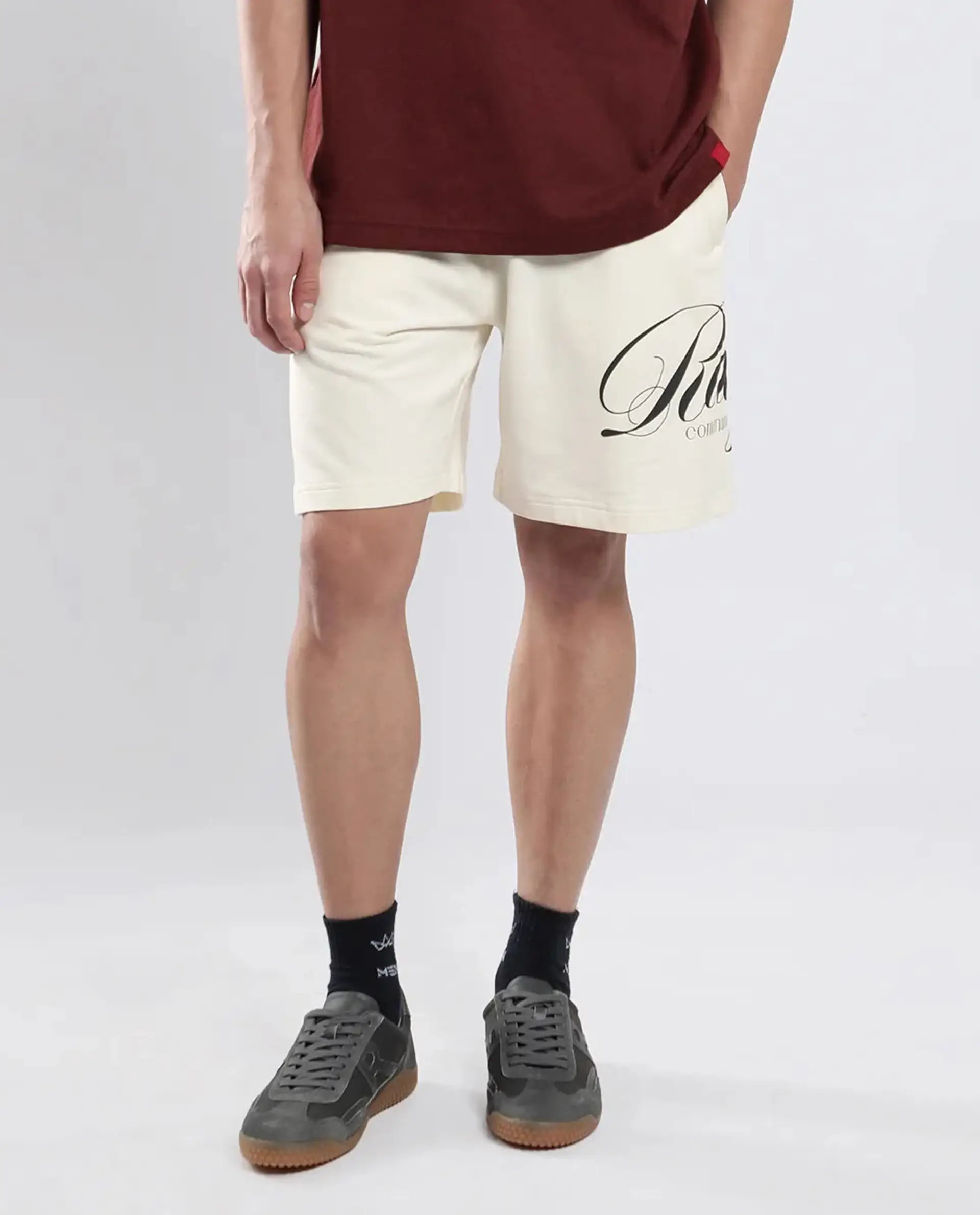 Rare Rabbit Men's Ranot Off White Cotton Graphic Print Oversized Fit Shorts - Image 9