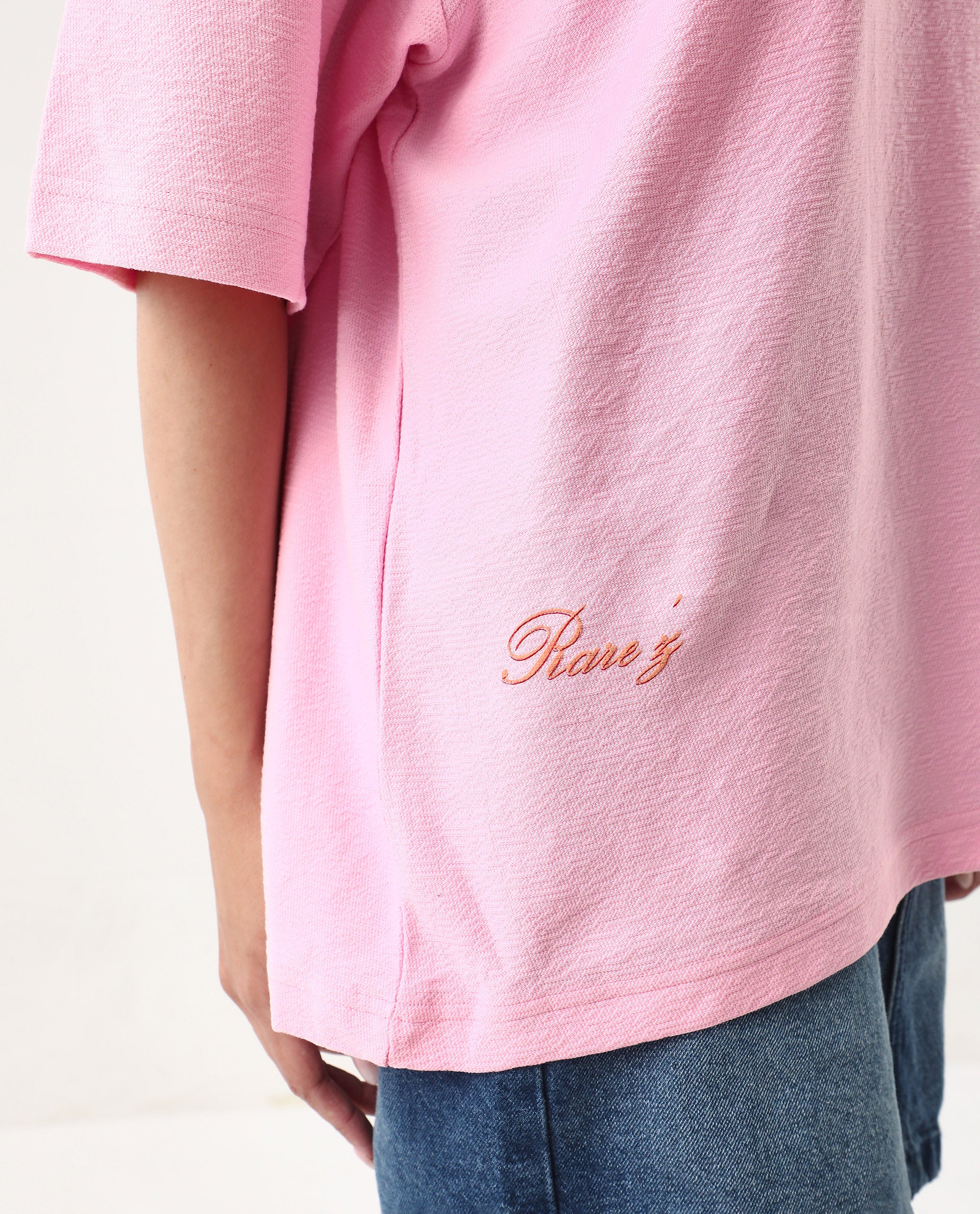 Rareism Women's Ransa Pink Cotton Graphic Print Oversized T-Shirt - Image 3