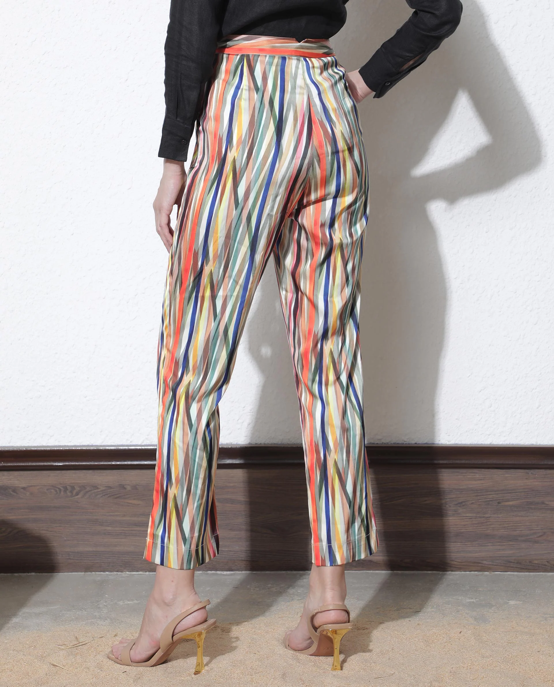 Rareism Women's Ransom Multi Modal Striped Ankle Length Tailored Trouser - Image 10