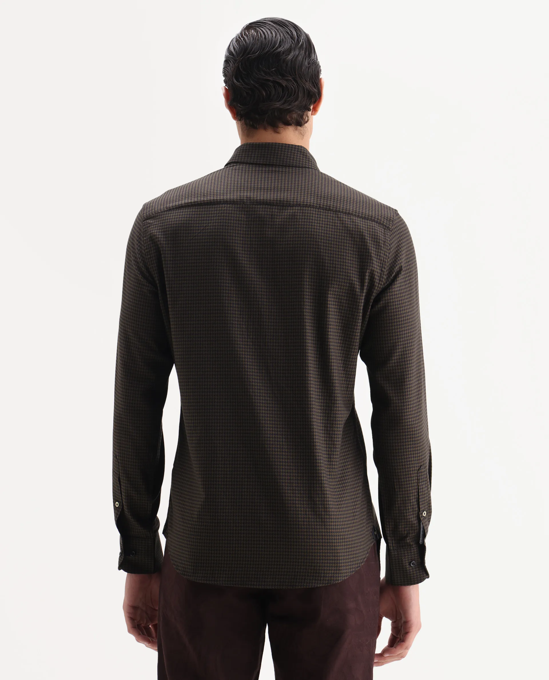 Rare Rabbit Men's Rapid-25 Brown Cotton Fabric Collared Neck Regular Fit Checks Shirt - Image 7