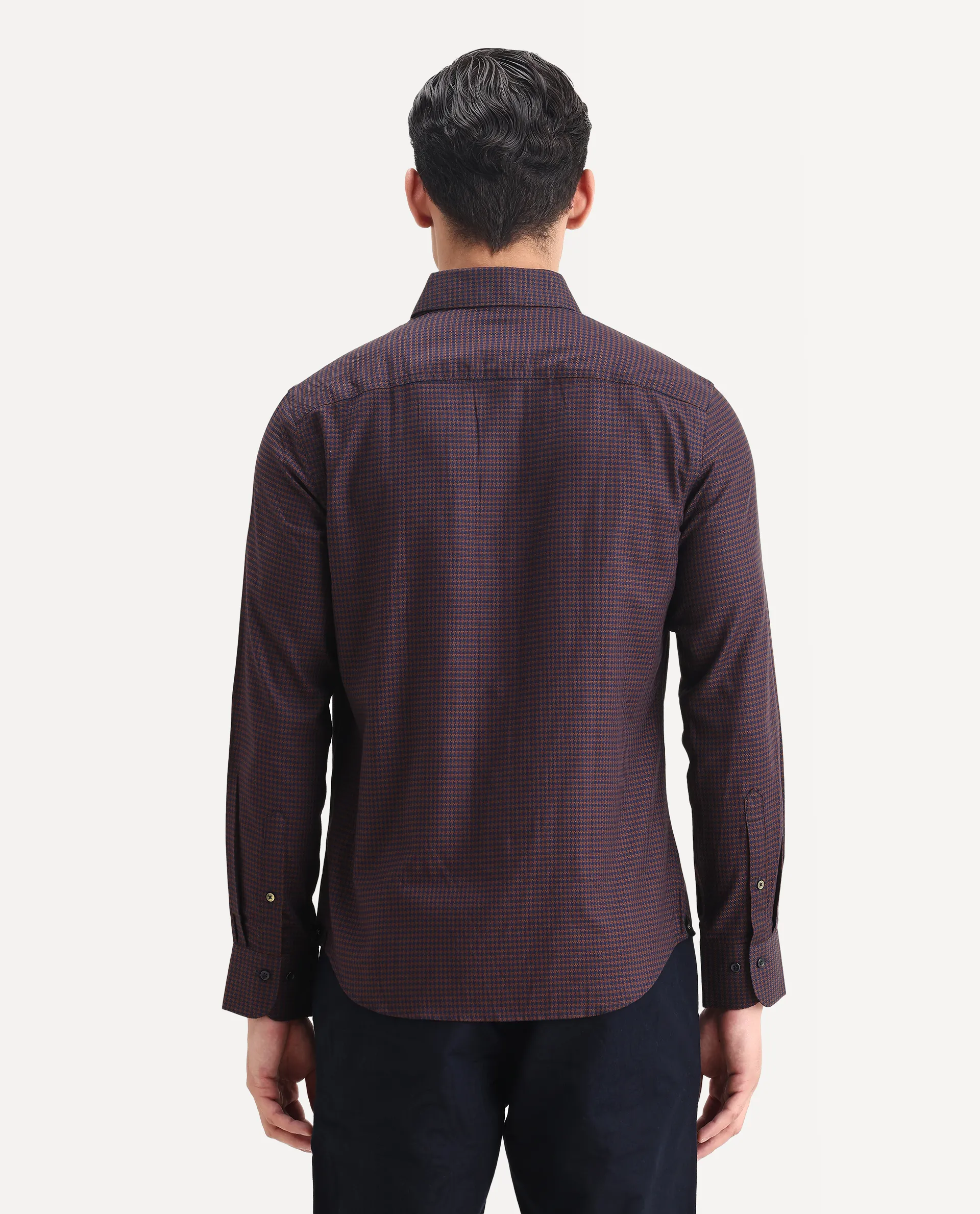 Rare Rabbit Men's Rapid Dark Brown Cotton Plain Regular Fit Full Sleeve Collared Shirt - Image 7