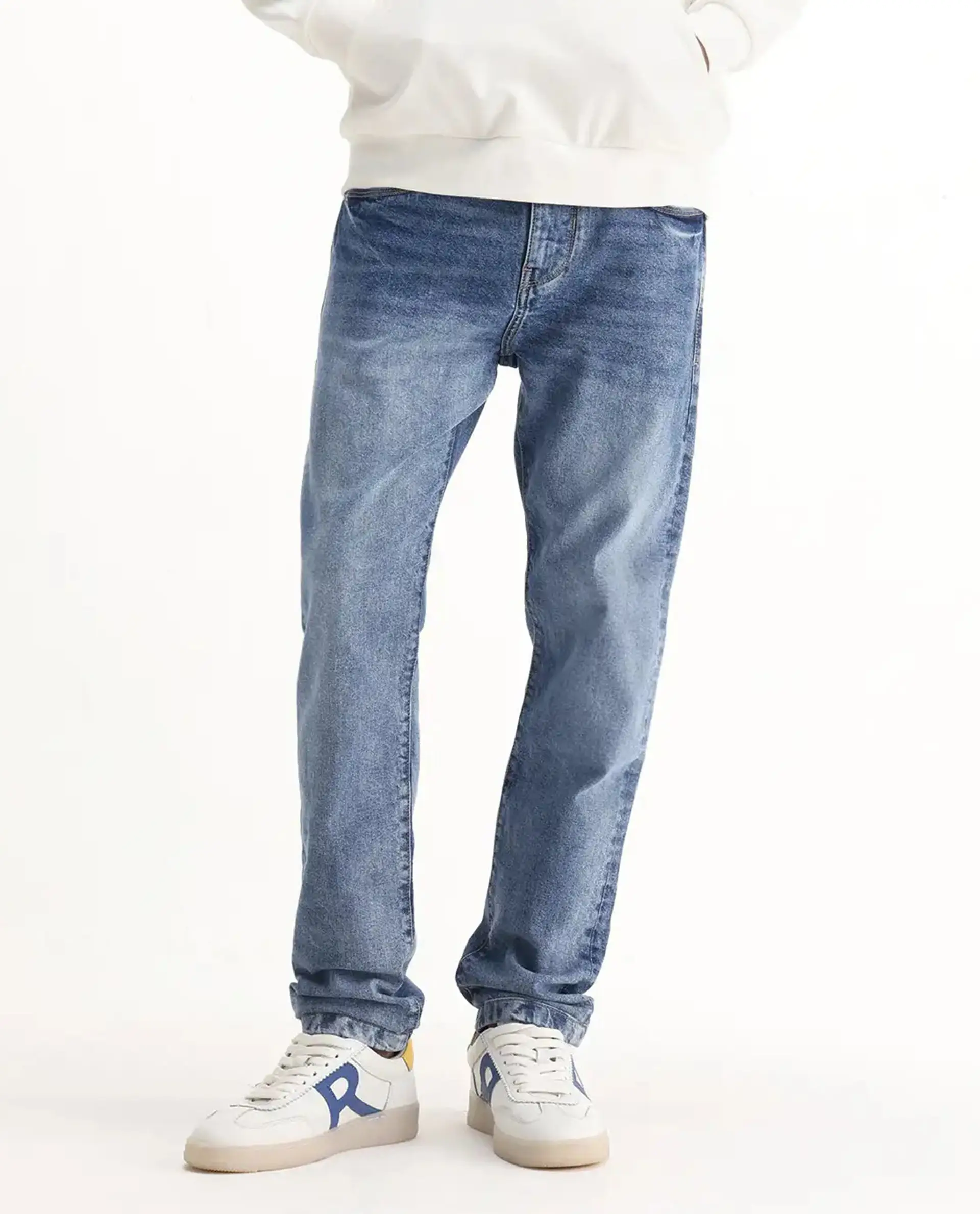 Rare Rabbit Men's Rapos Light Blue Cotton Blend Plain Morris Regular Fit Jeans - Image 10