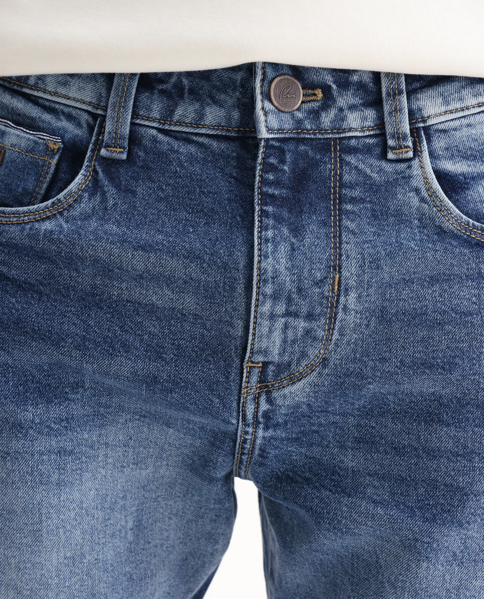 Rare Rabbit Men's Rapos Light Blue Cotton Blend Plain Morris Regular Fit Jeans - Image 3