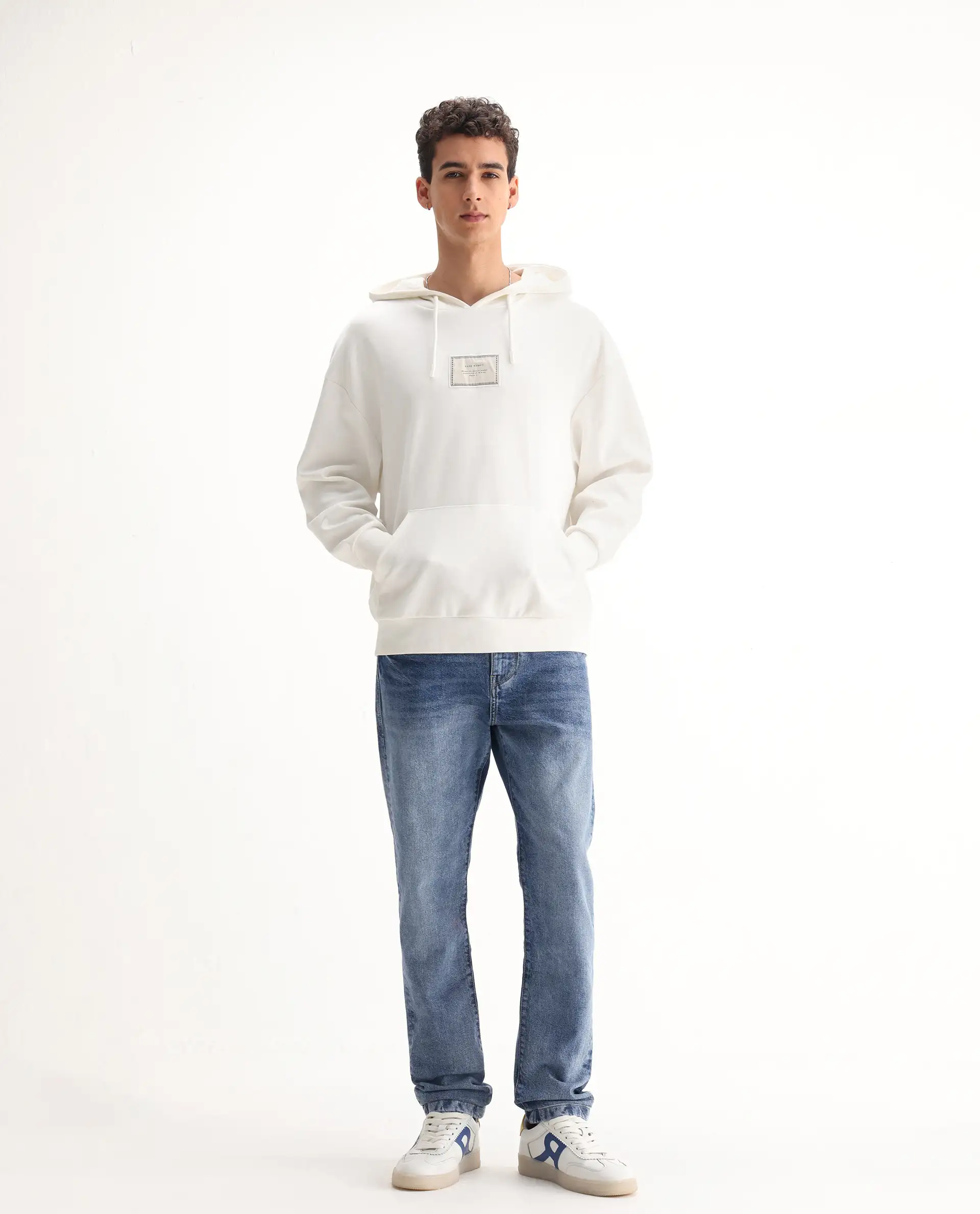 Rare Rabbit Men's Rapos Light Blue Cotton Blend Plain Morris Regular Fit Jeans - Image 4