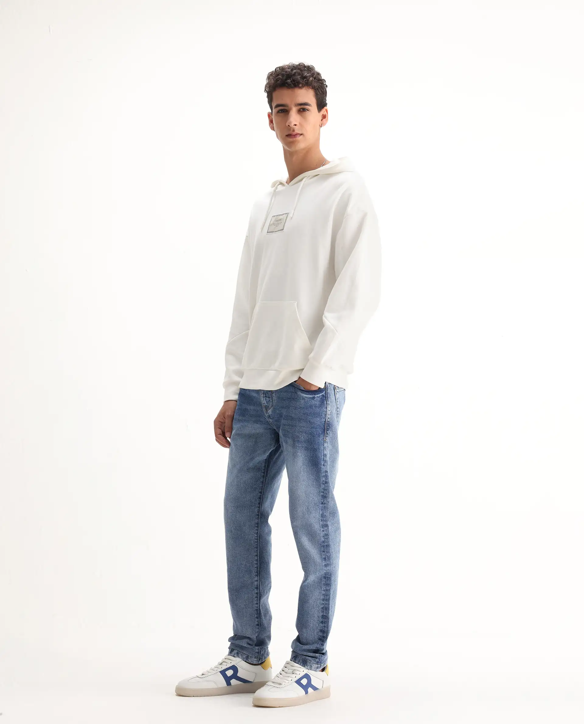 Rare Rabbit Men's Rapos Light Blue Cotton Blend Plain Morris Regular Fit Jeans - Image 5