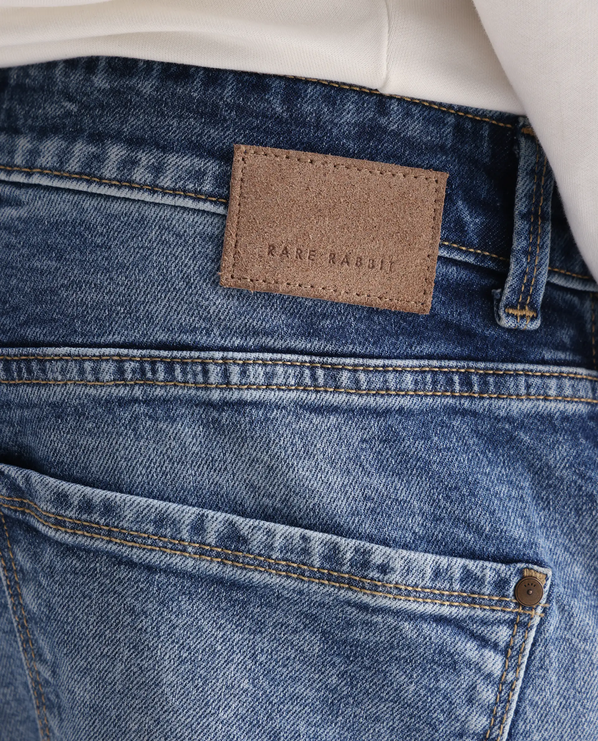 Rare Rabbit Men's Rapos Light Blue Cotton Blend Plain Morris Regular Fit Jeans - Image 8