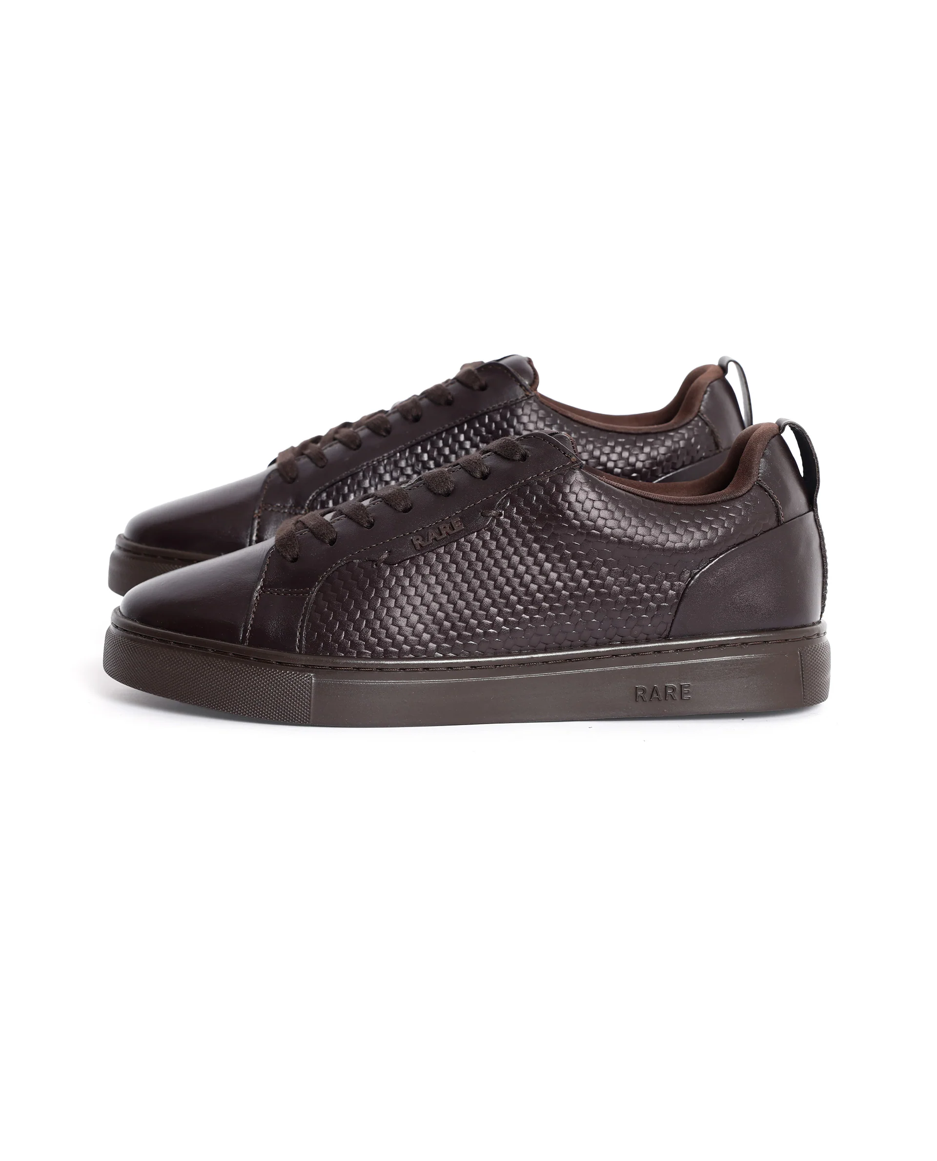 Rare Rabbit Mens Rapso Brown Round Toe Low-Top Embossed Lace-Up Sneaker Shoes - Image 5