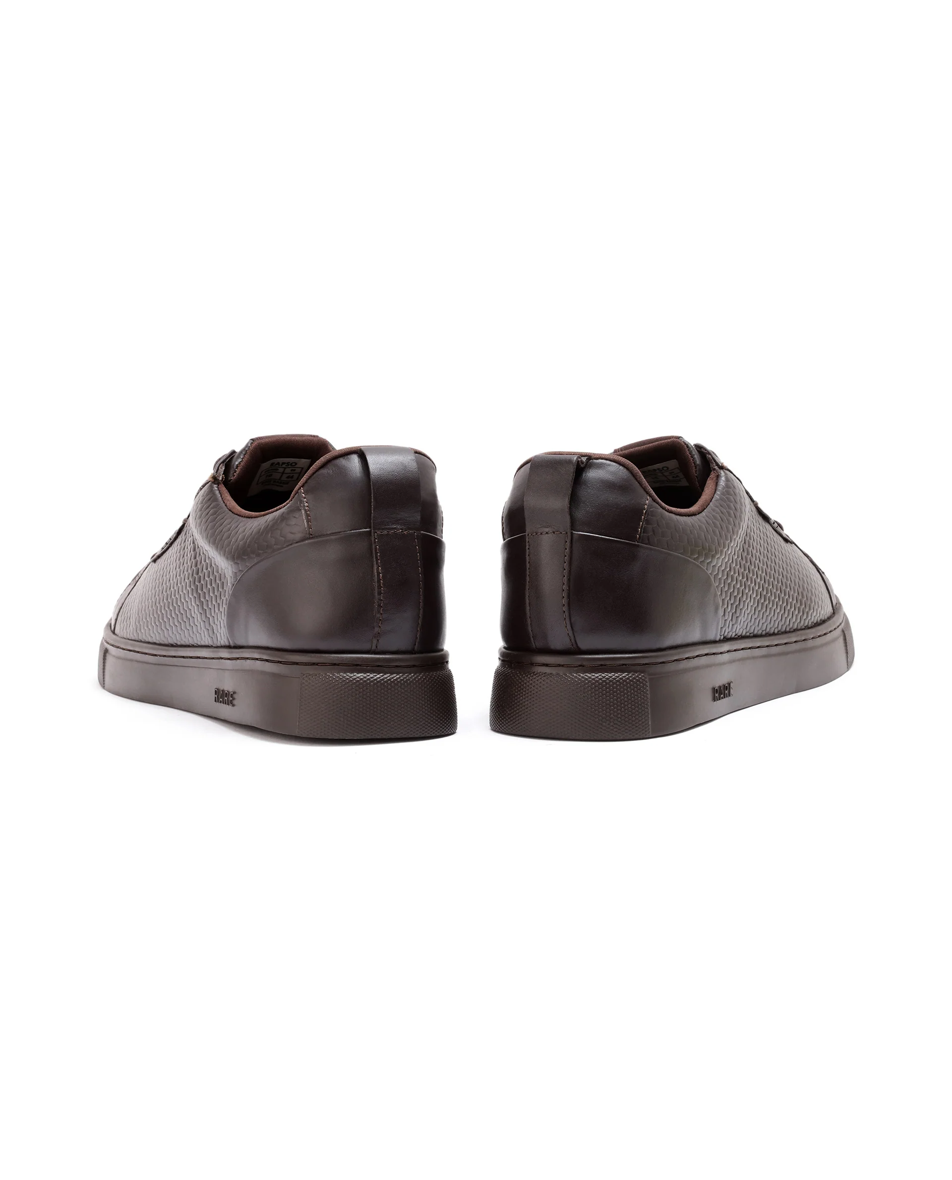 Rare Rabbit Mens Rapso Brown Round Toe Low-Top Embossed Lace-Up Sneaker Shoes - Image 6