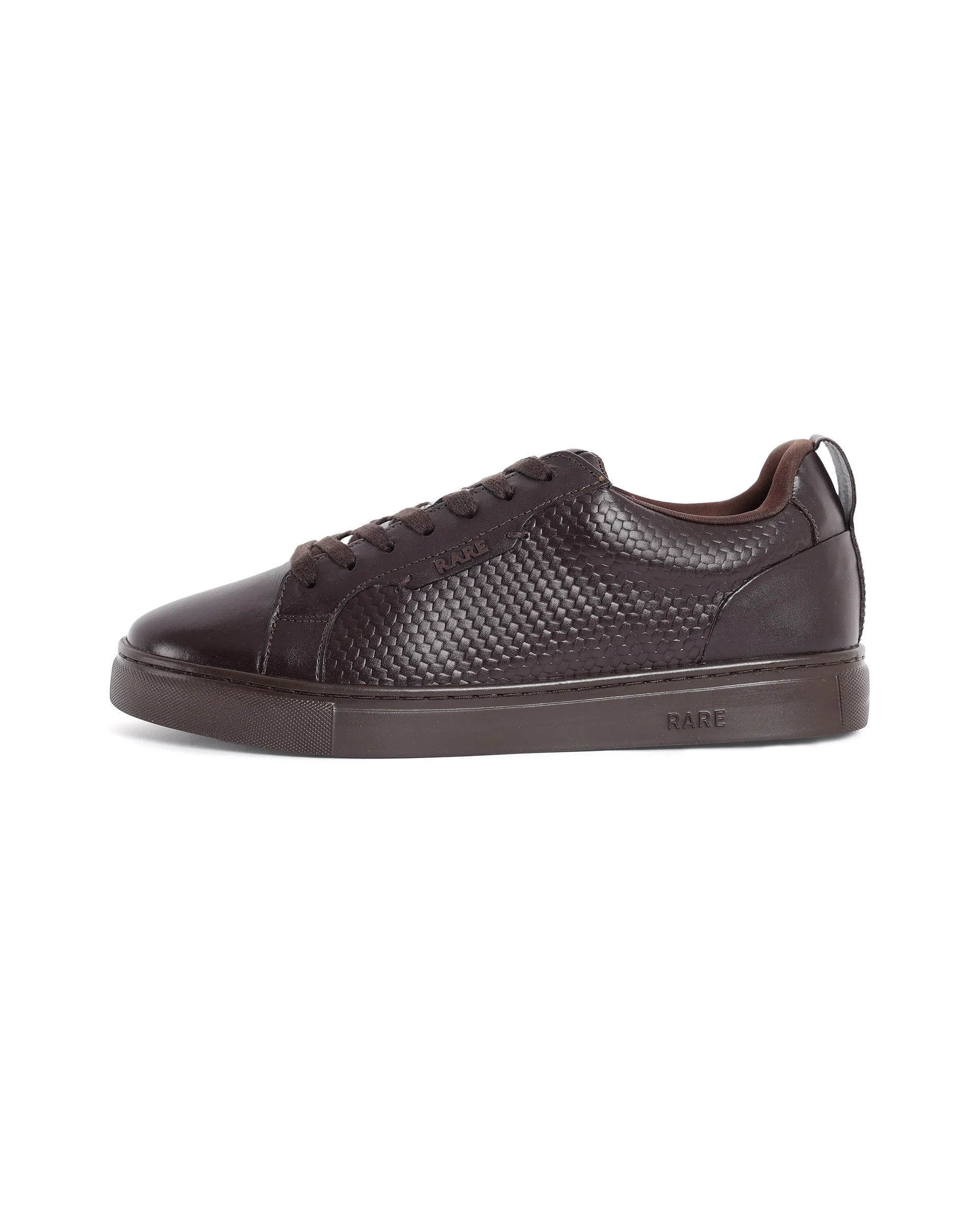 Rare Rabbit Mens Rapso Brown Round Toe Low-Top Embossed Lace-Up Sneaker Shoes - Image 9