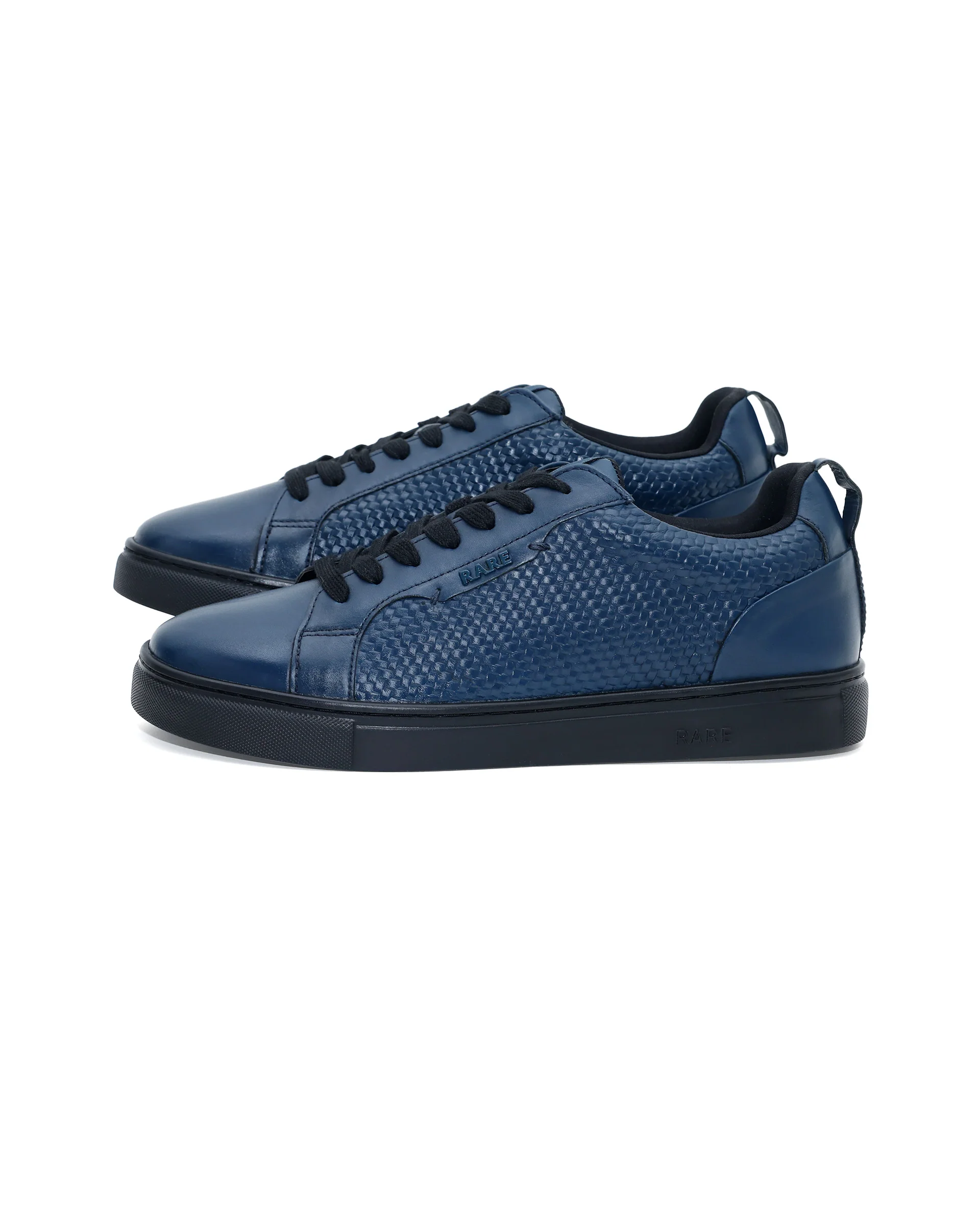 Rare Rabbit Mens Rapso Dark Navy Round Toe Low-Top Embossed Lace-Up Sneaker Shoes - Image 5
