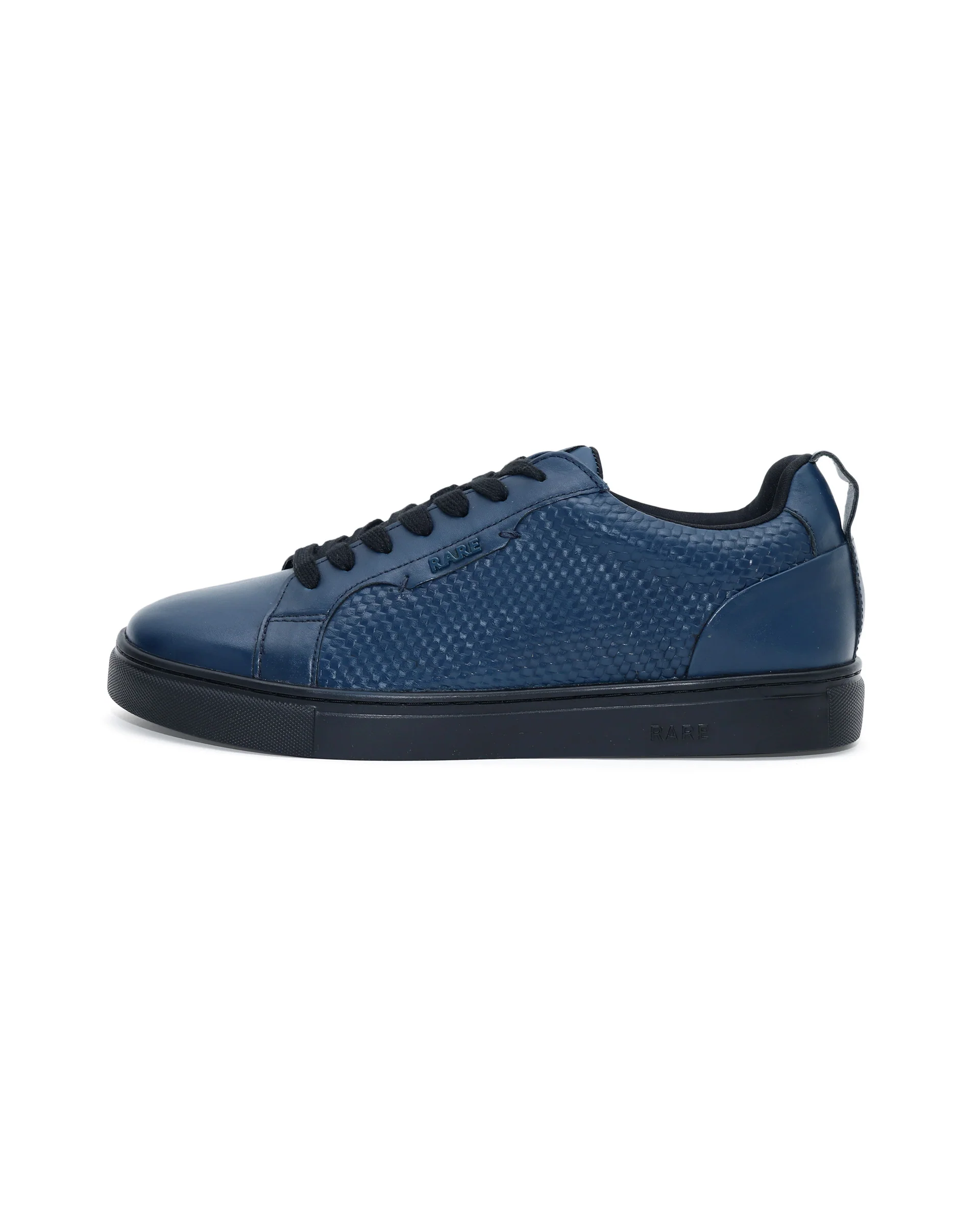 Rare Rabbit Mens Rapso Dark Navy Round Toe Low-Top Embossed Lace-Up Sneaker Shoes - Image 9