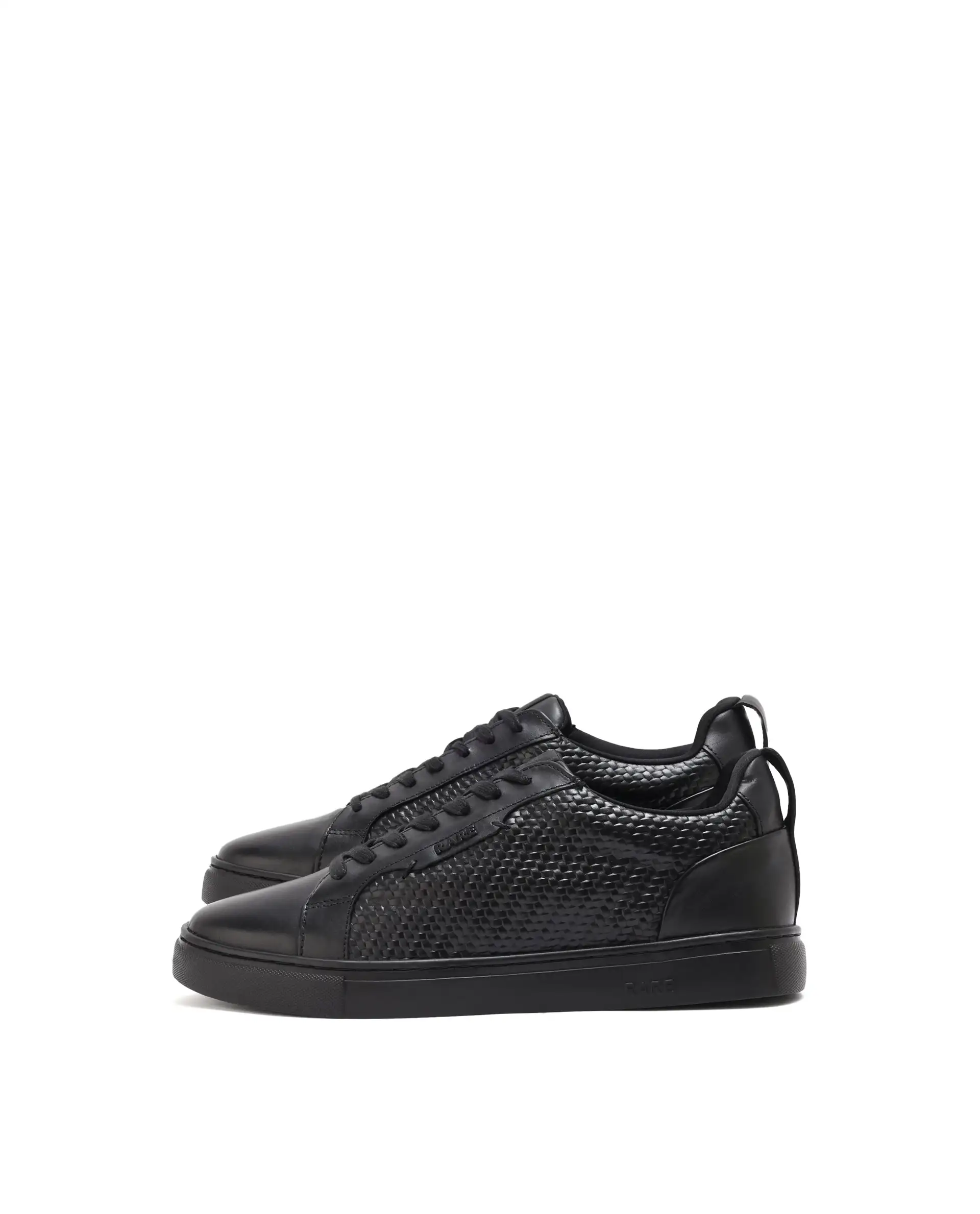 Rare Rabbit Mens Rapso Black Round Toe Low-Top Embossed Lace-Up Sneaker Shoes - Image 5