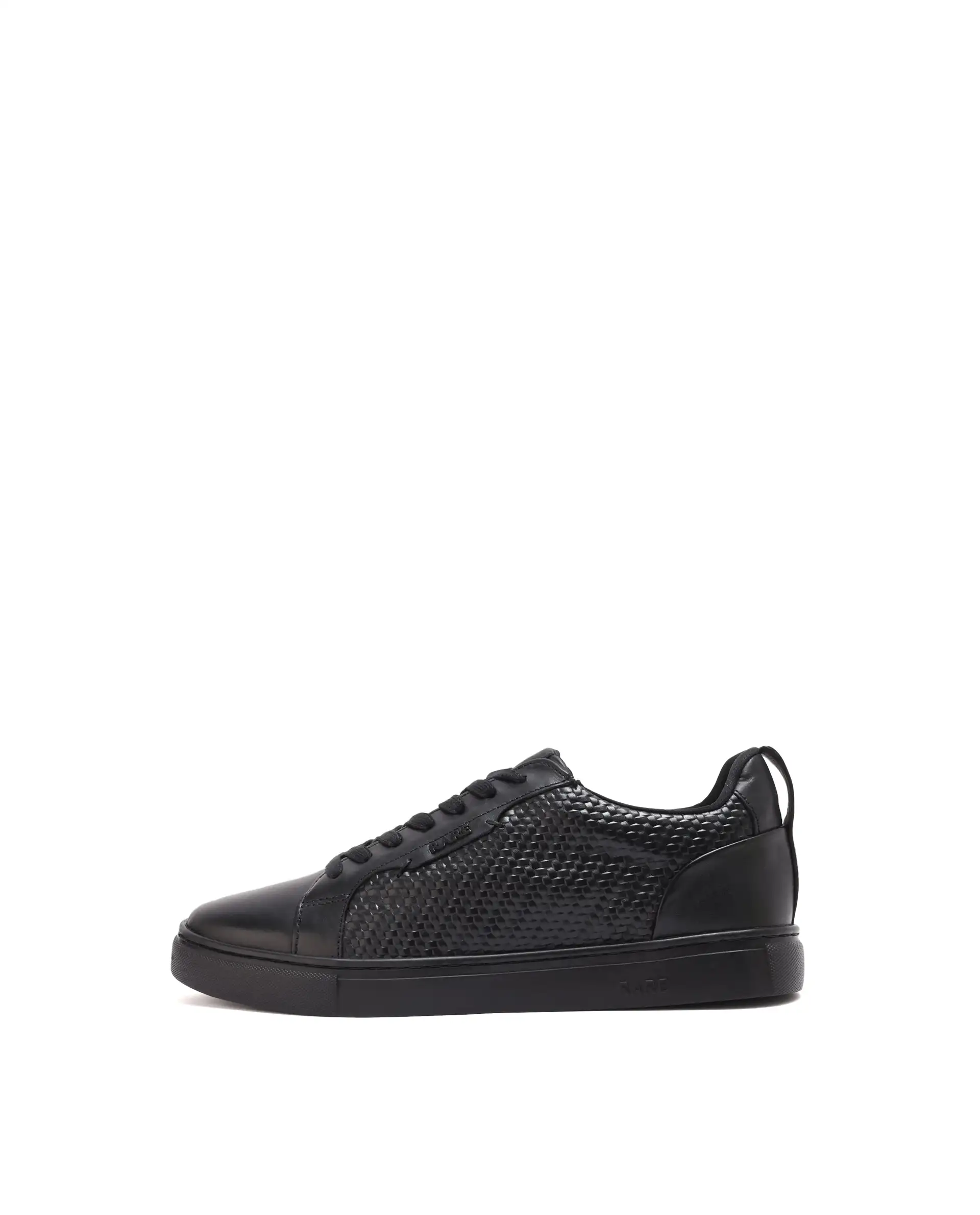 Rare Rabbit Mens Rapso Black Round Toe Low-Top Embossed Lace-Up Sneaker Shoes - Image 8