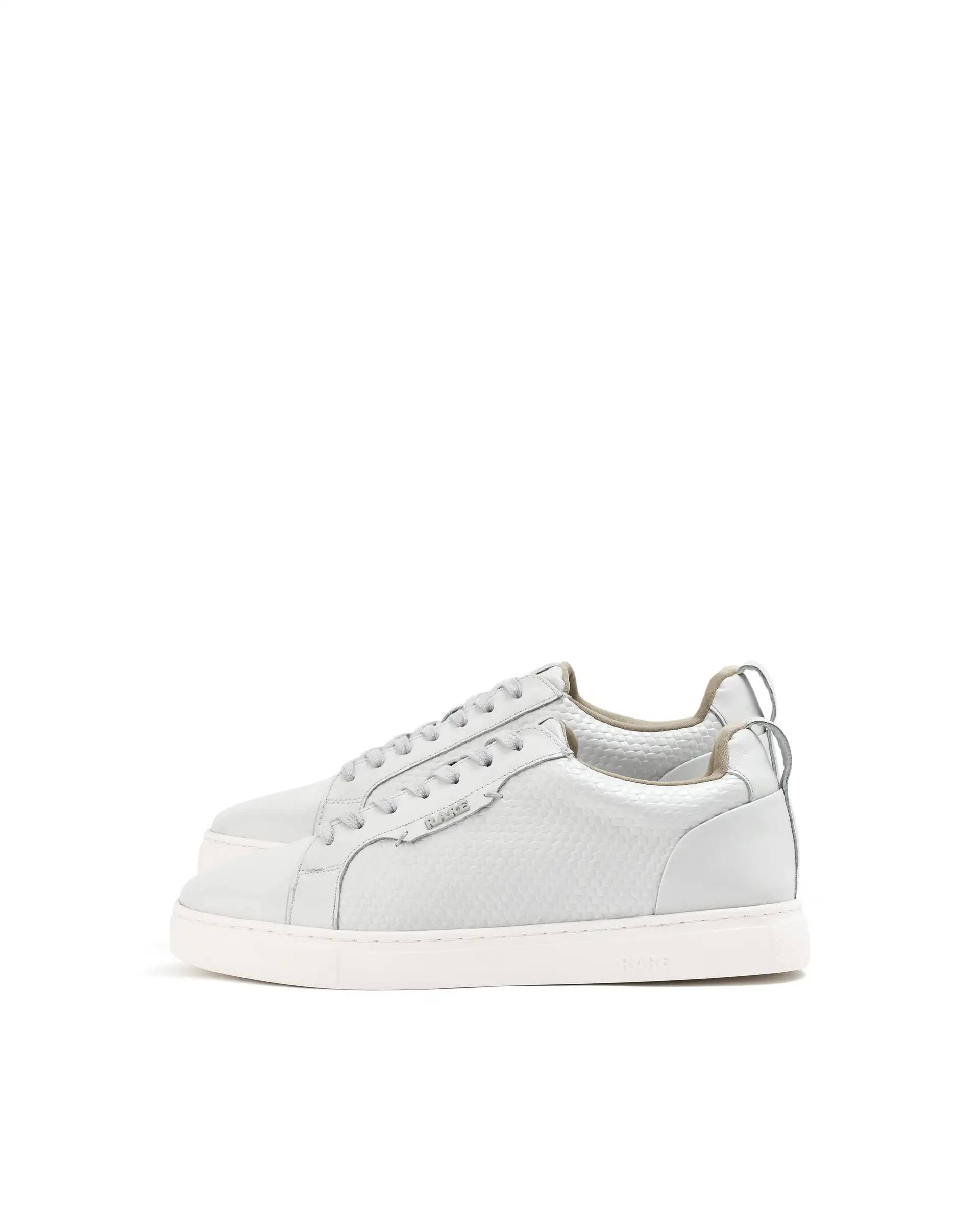 Rare Rabbit Mens Rapso Light Beige Round Toe Low-Top Embossed Lace-Up Sneaker Shoes - Image 5