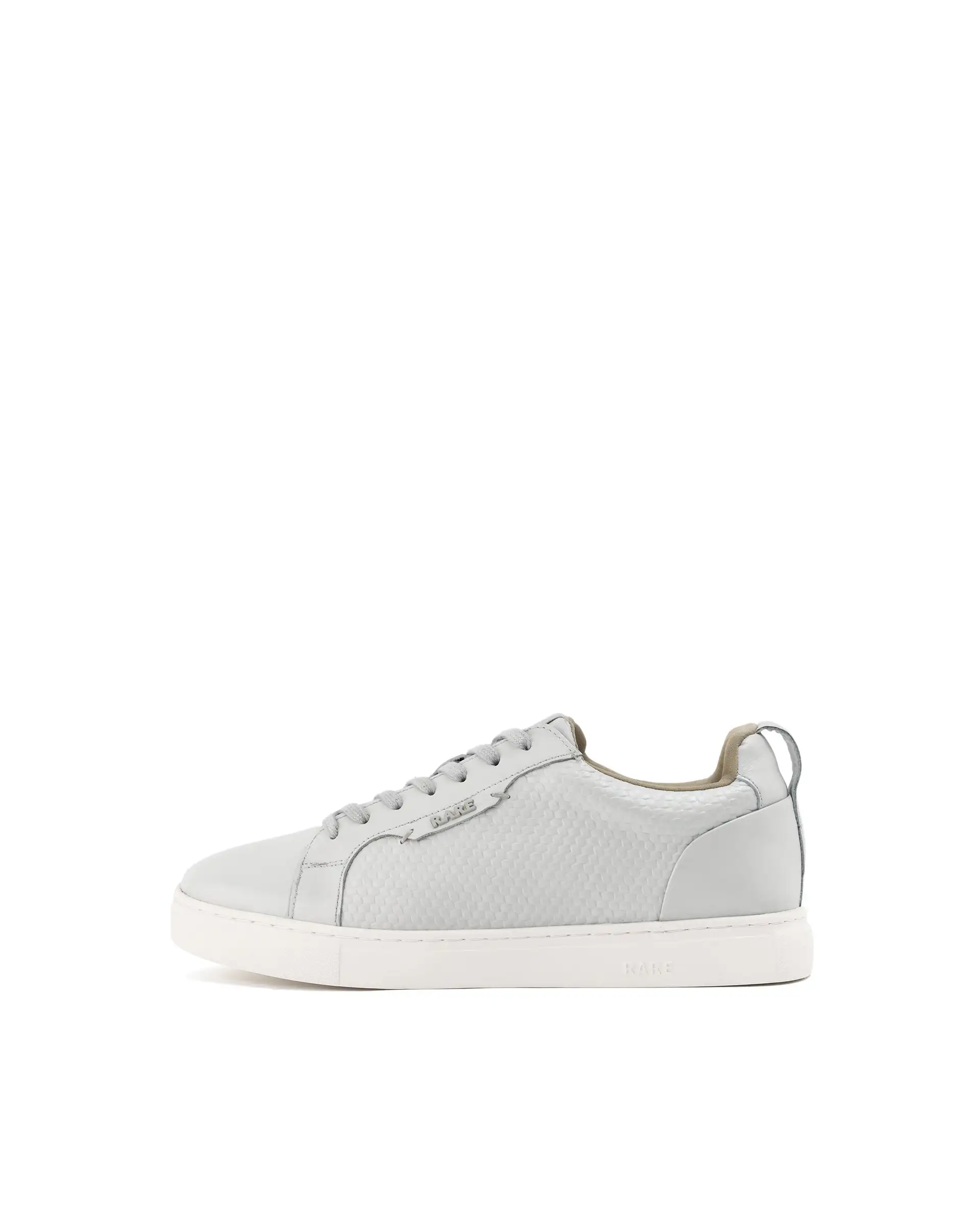 Rare Rabbit Mens Rapso Light Beige Round Toe Low-Top Embossed Lace-Up Sneaker Shoes - Image 8