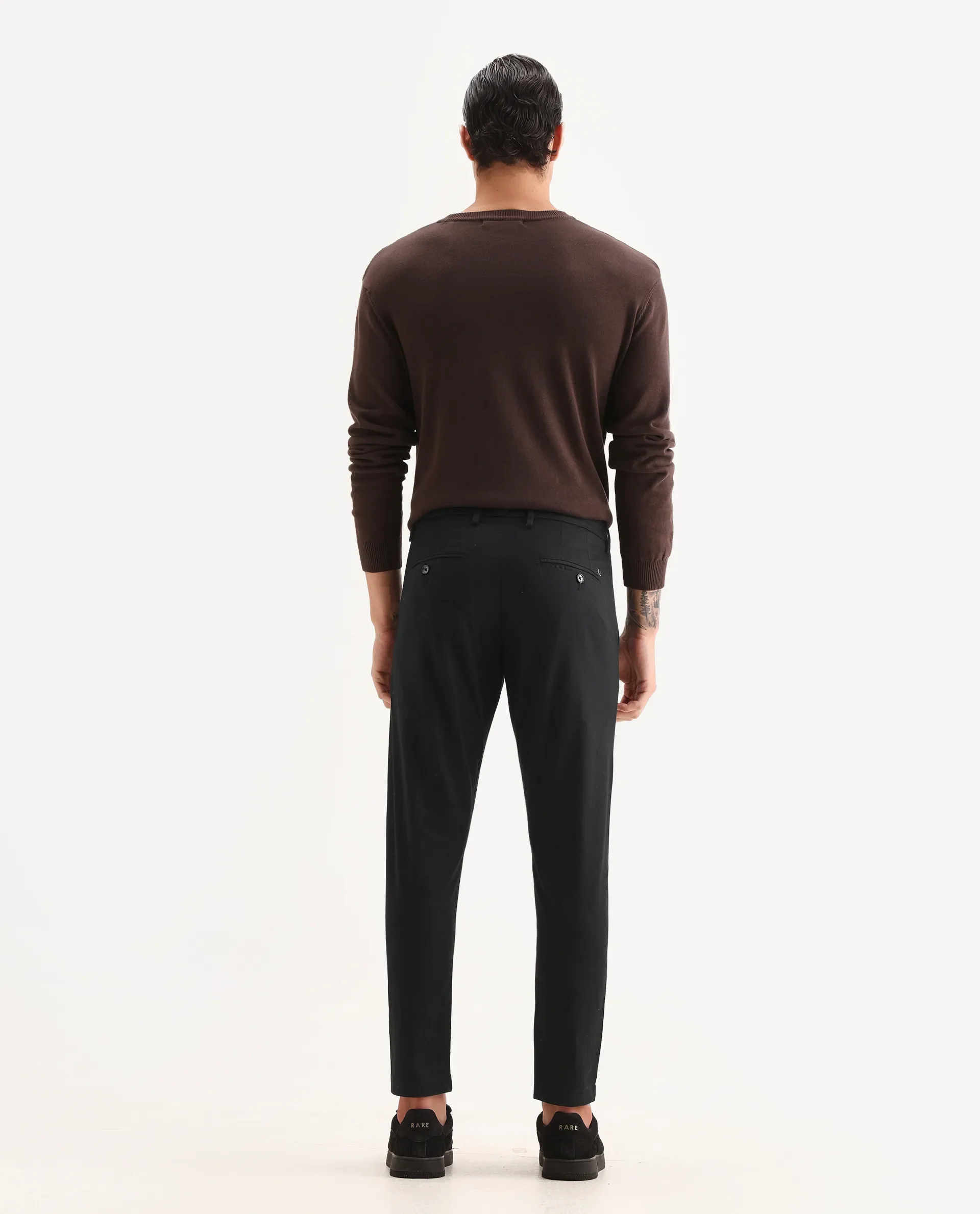 Rare Rabbit Men's Raptor Black Cotton Jacquard Slim Fit Trouser - Image 7