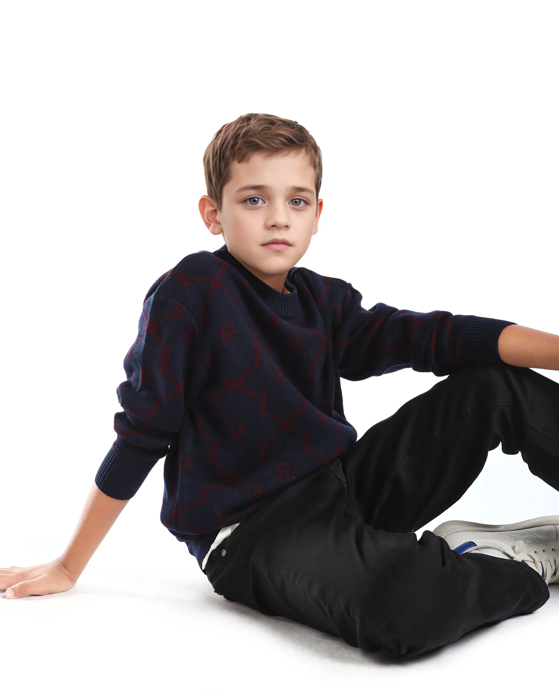 Rare Ones Kids Apao Navy Acrylic Pull-On Closure Relaxed Fit Sweater - Image 5