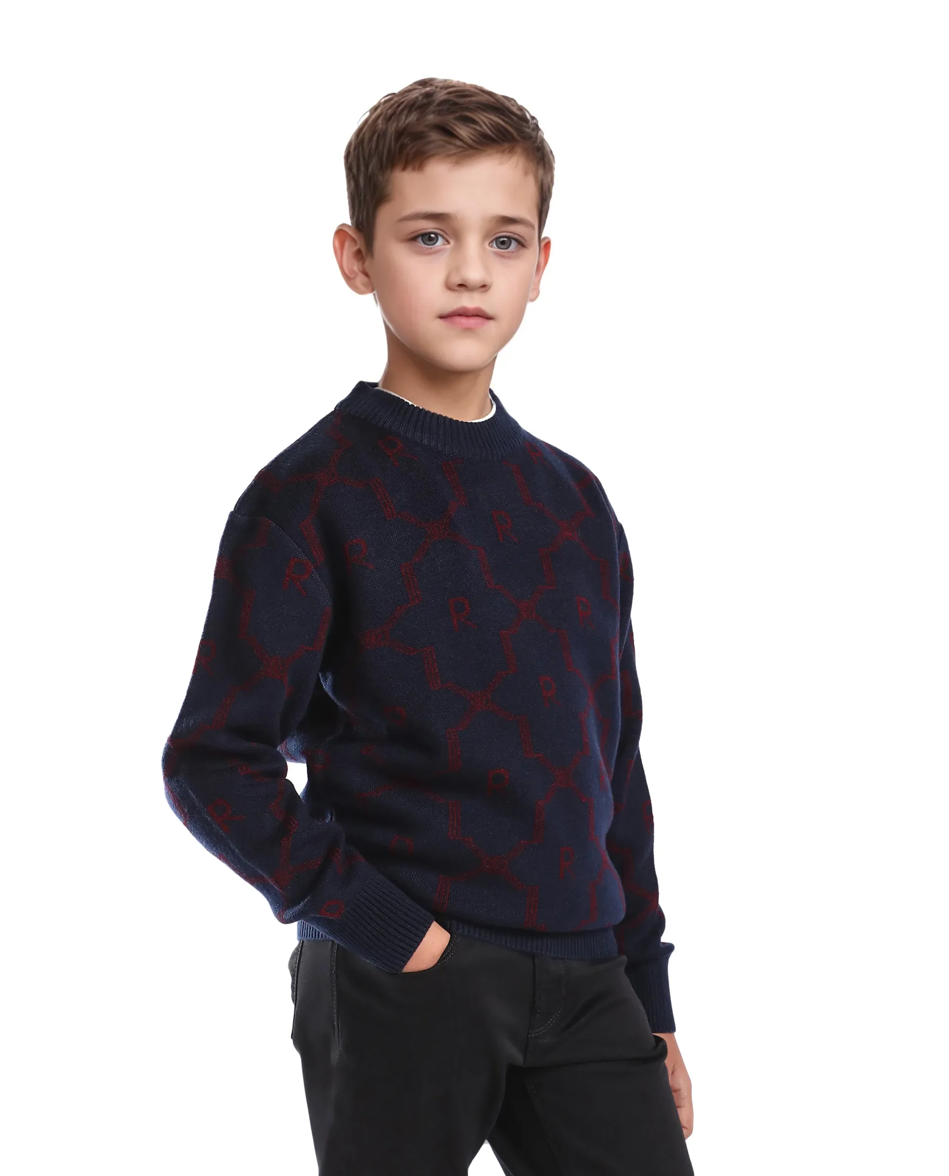 Rare Ones Kids Apao Navy Acrylic Pull-On Closure Relaxed Fit Sweater - Image 6
