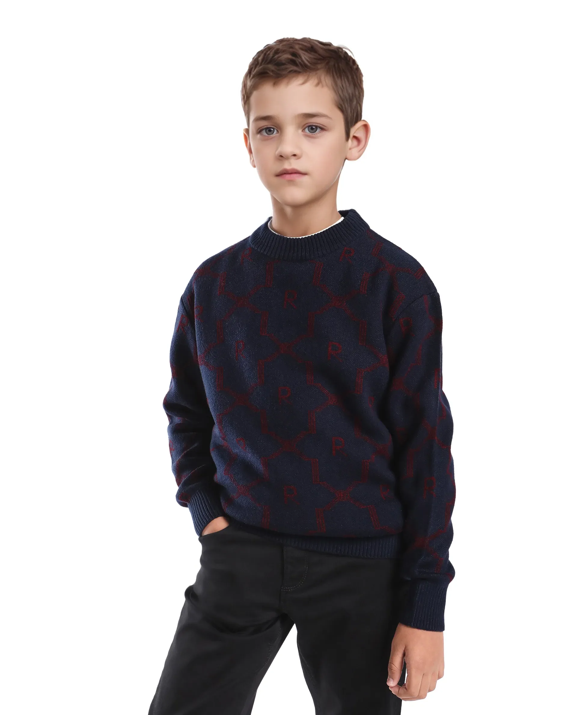 Rare Ones Kids Apao Navy Acrylic Pull-On Closure Relaxed Fit Sweater - Image 7