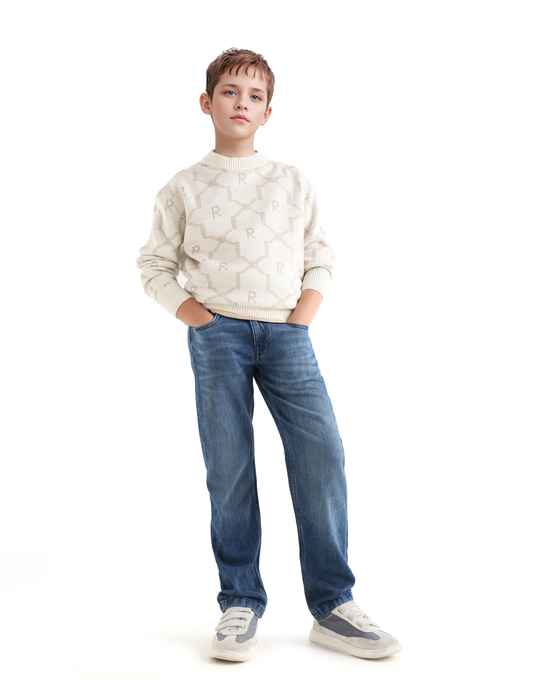 Rare Ones Kids Apao Off White Acrylic Slip-On Closure Relaxed Fit Sweater - Image 2