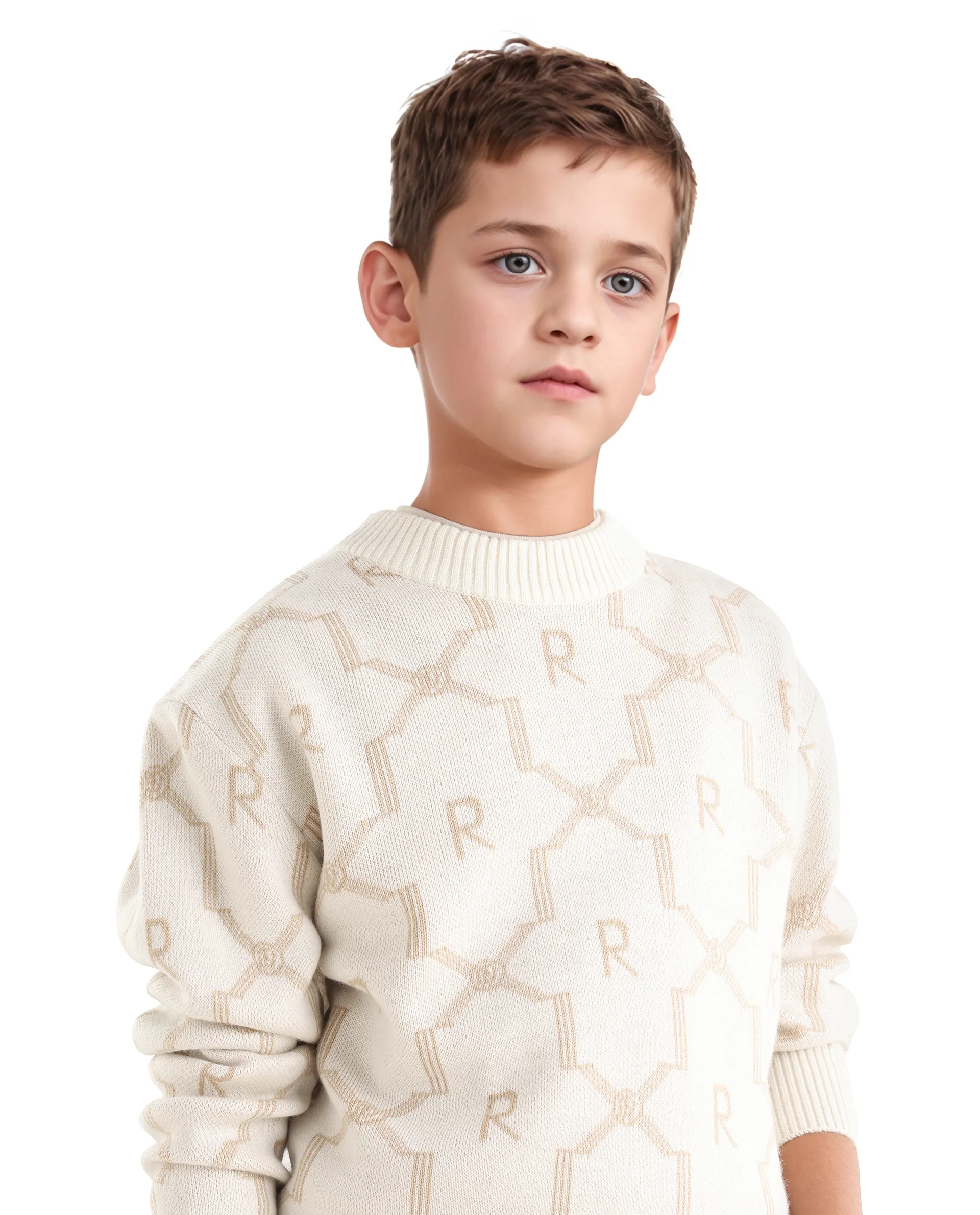 Rare Ones Kids Apao Off White Acrylic Slip-On Closure Relaxed Fit Sweater - Image 3