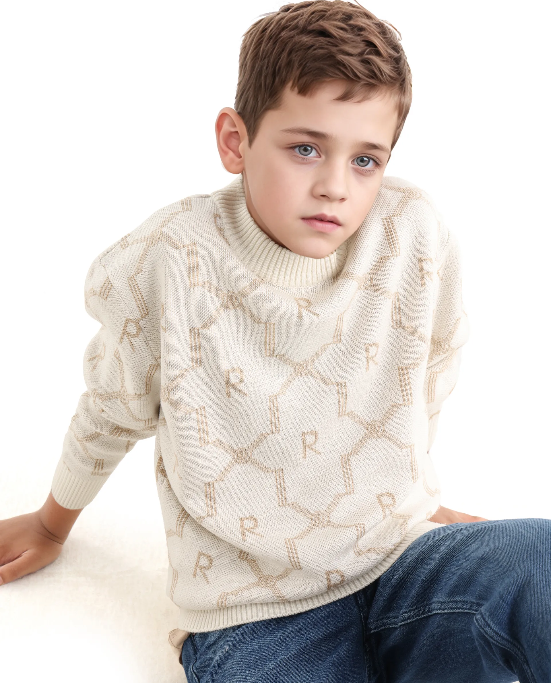 Rare Ones Kids Apao Off White Acrylic Slip-On Closure Relaxed Fit Sweater - Image 4