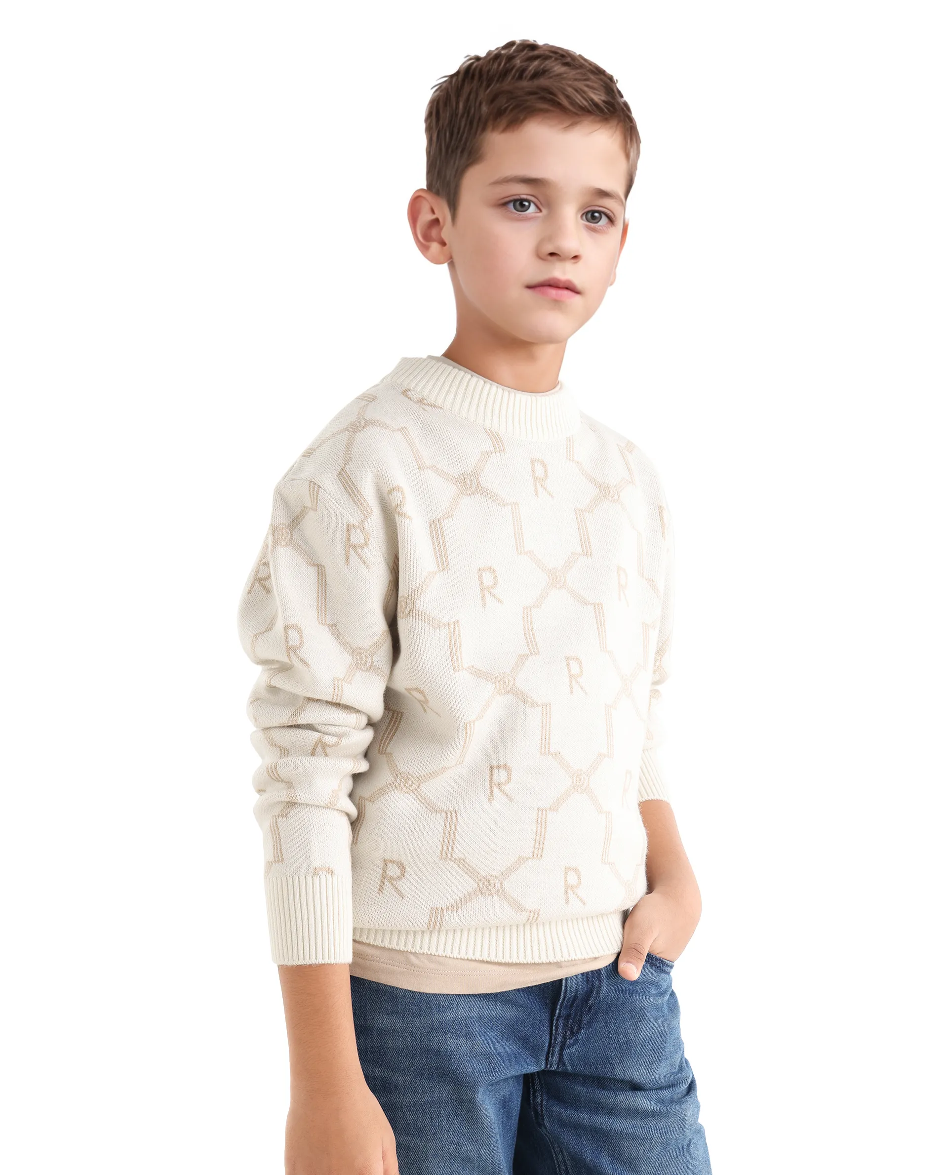 Rare Ones Kids Apao Off White Acrylic Slip-On Closure Relaxed Fit Sweater - Image 6