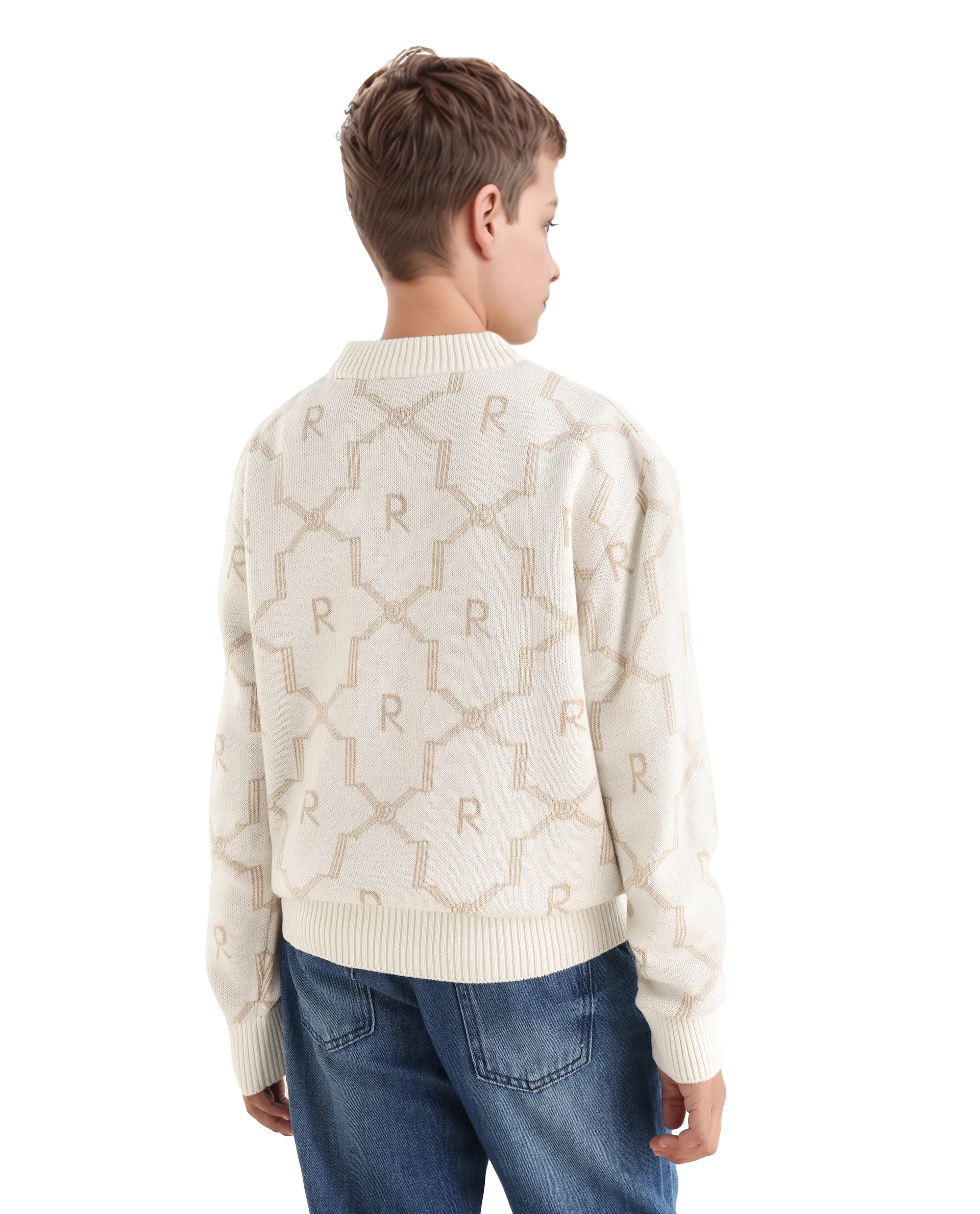 Rare Ones Kids Apao Off White Acrylic Slip-On Closure Relaxed Fit Sweater - Image 7