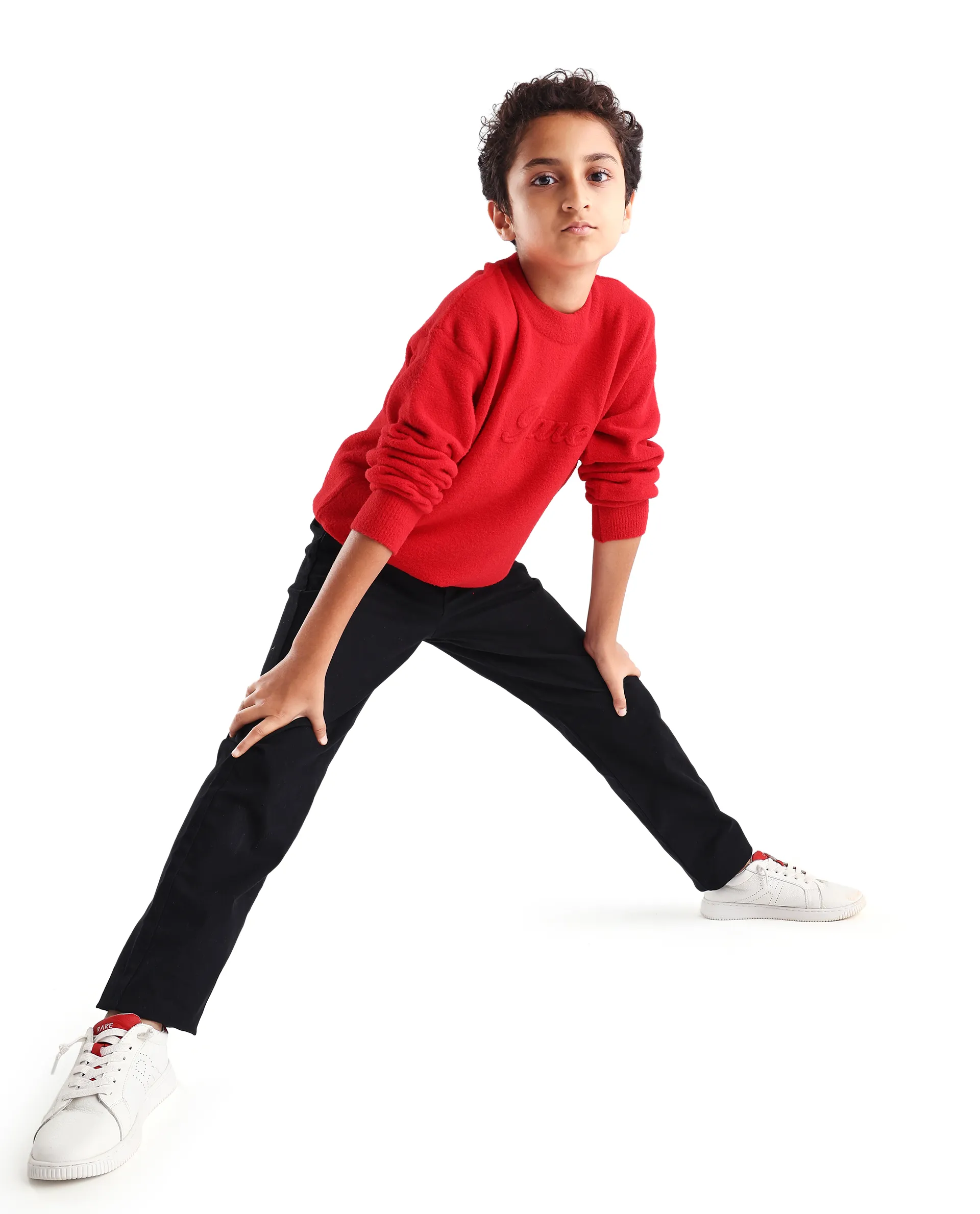 Rare Ones Kids Bon Red Acrylic Blend Typography Slip-On Closure Relaxed Fit Sweater - Image 2