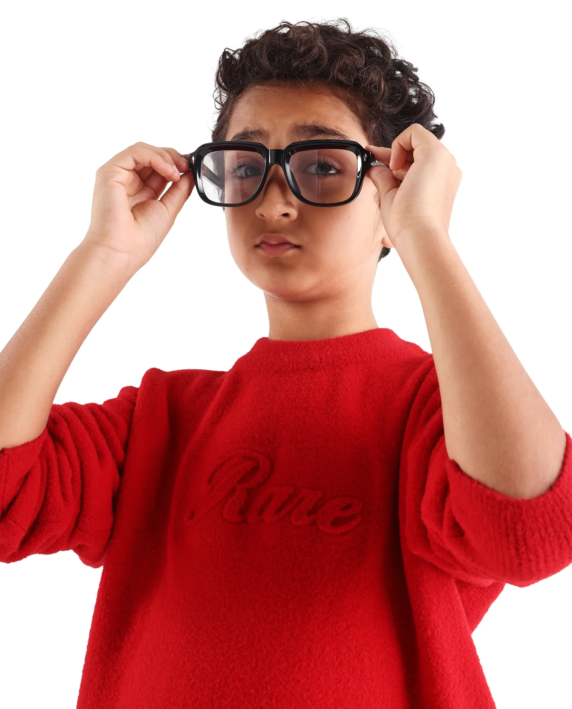 Rare Ones Kids Bon Red Acrylic Blend Typography Slip-On Closure Relaxed Fit Sweater - Image 3