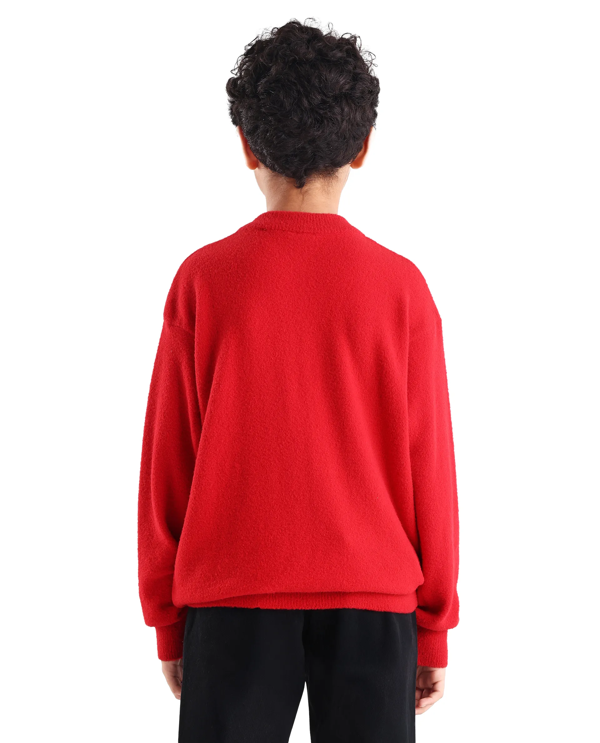 Rare Ones Kids Bon Red Acrylic Blend Typography Slip-On Closure Relaxed Fit Sweater - Image 7