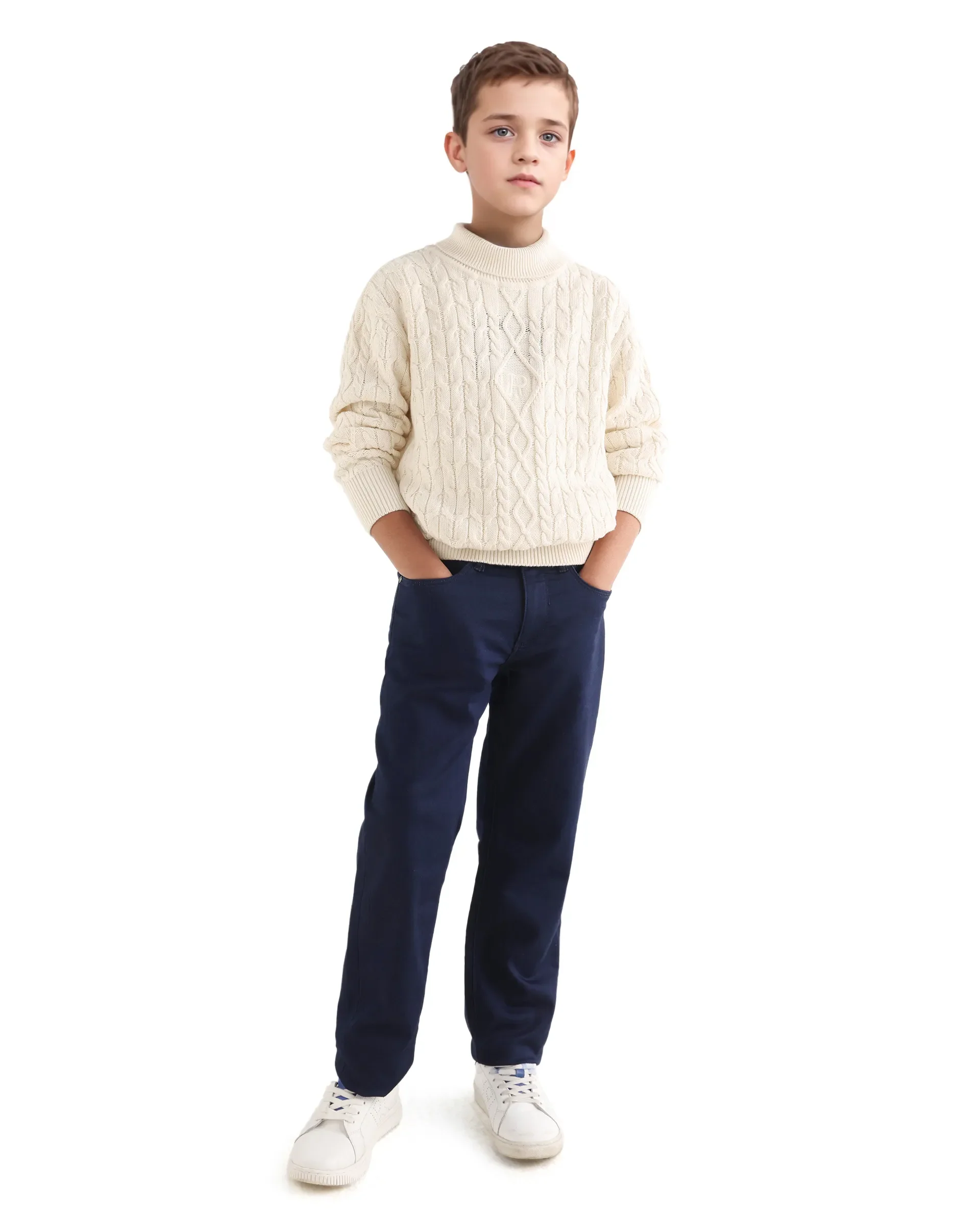 Rare Ones Kids Congo-25 Off White Cotton Monogram Pull On Closure Relaxed Fit Sweater - Image 2